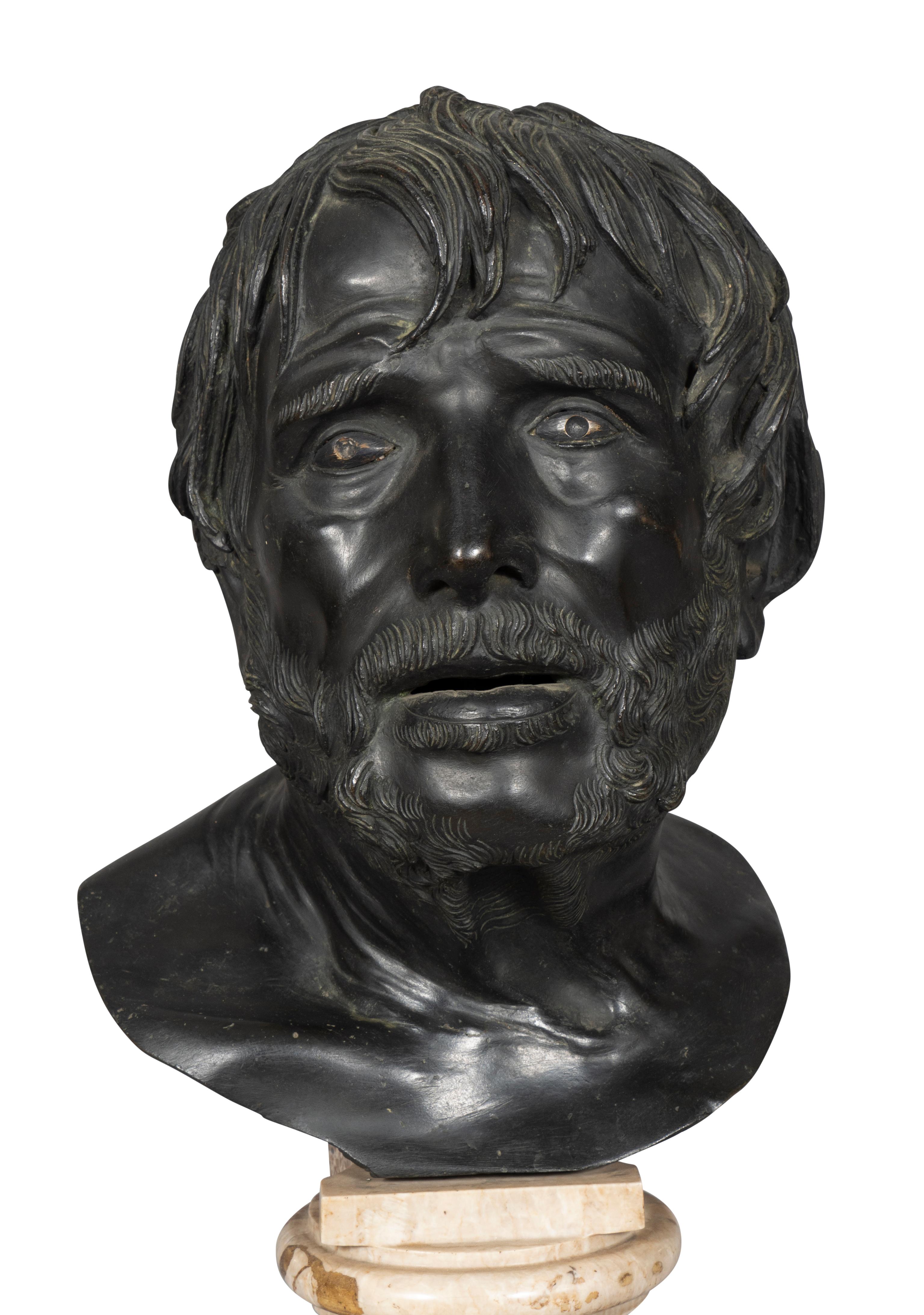 19th Century Italian Grand Tour Bronze Bust of Seneca