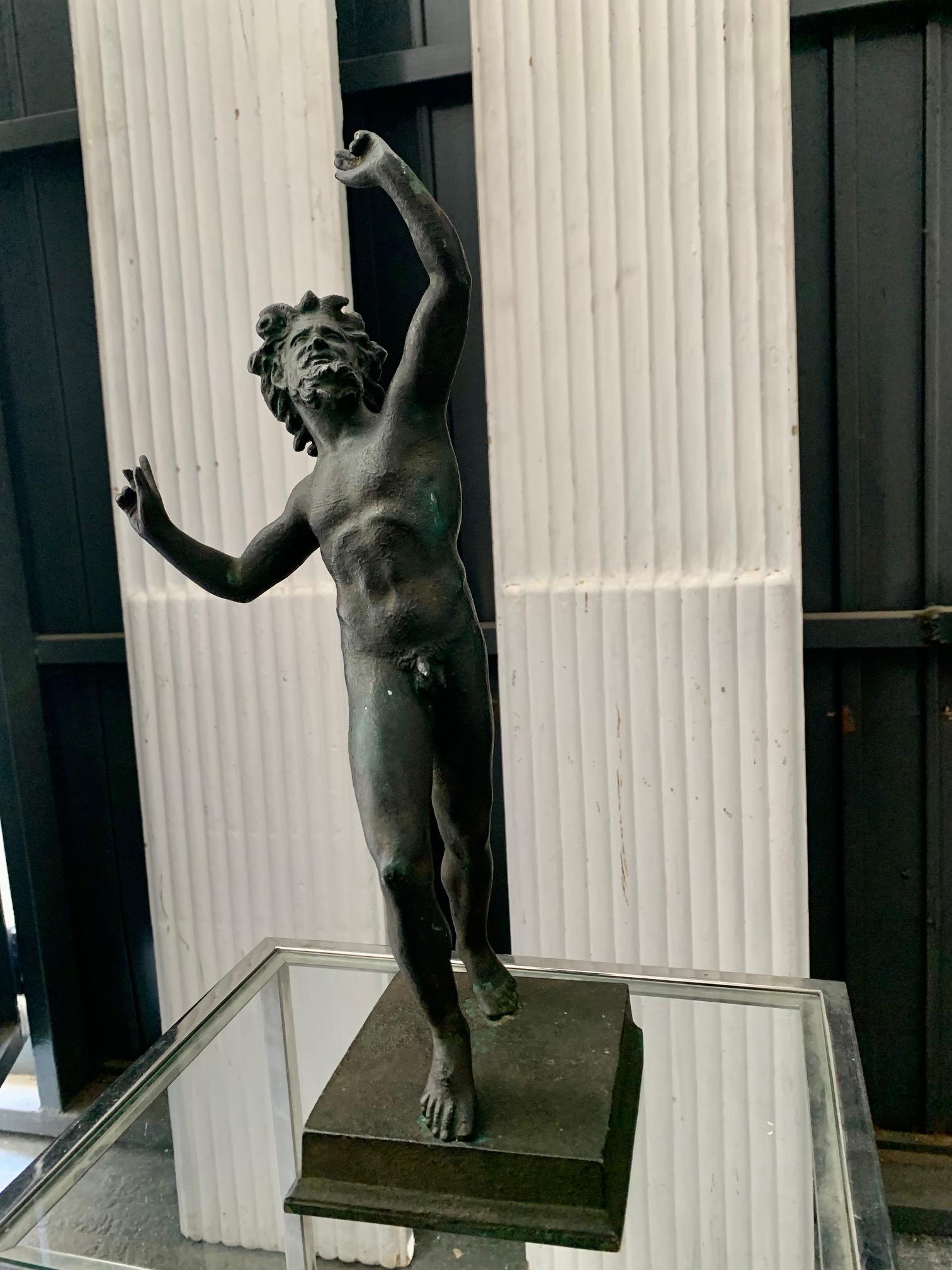Italian Grand Tour Bronze Cast of Faun of Pompeii For Sale 2