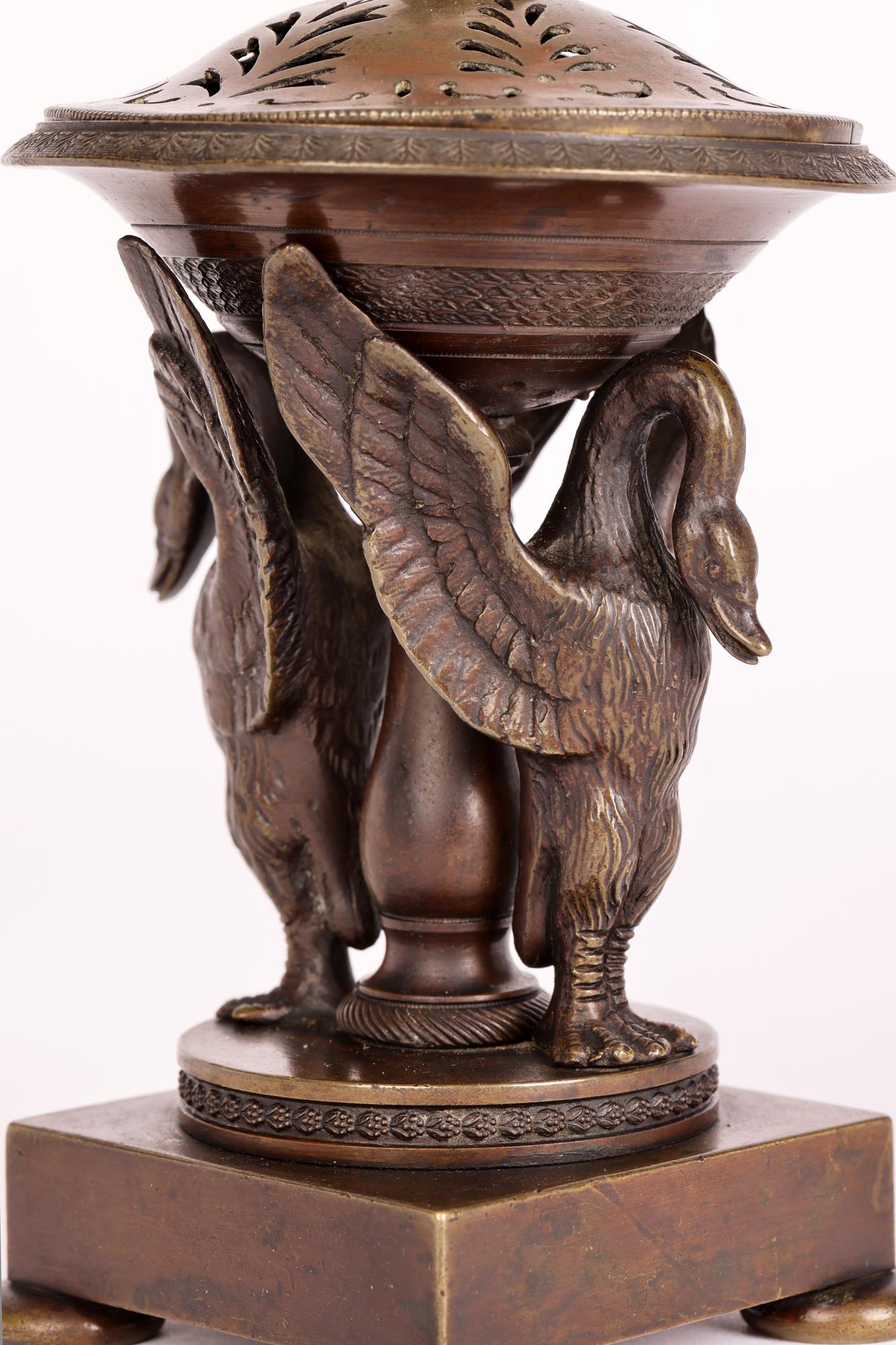 Mid-19th Century Italian Grand Tour Bronze Censer with Birds For Sale