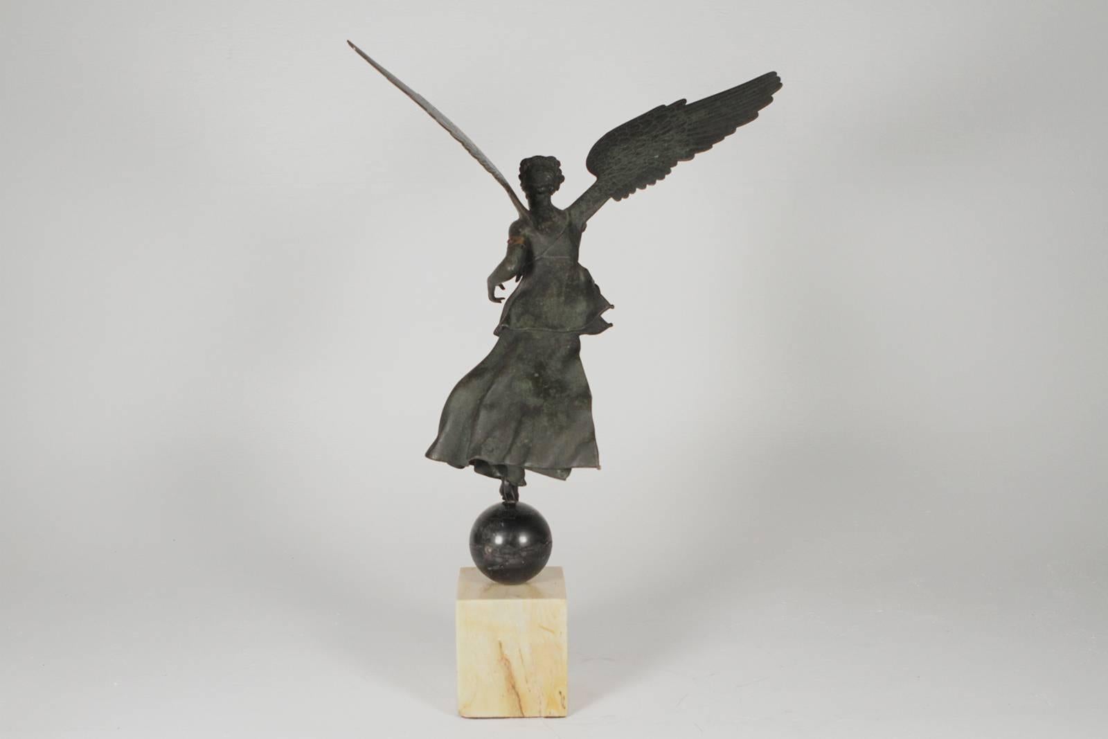 Patinated Italian Grand Tour Bronze Figure of Nike, or Winged Victory, 19th Century