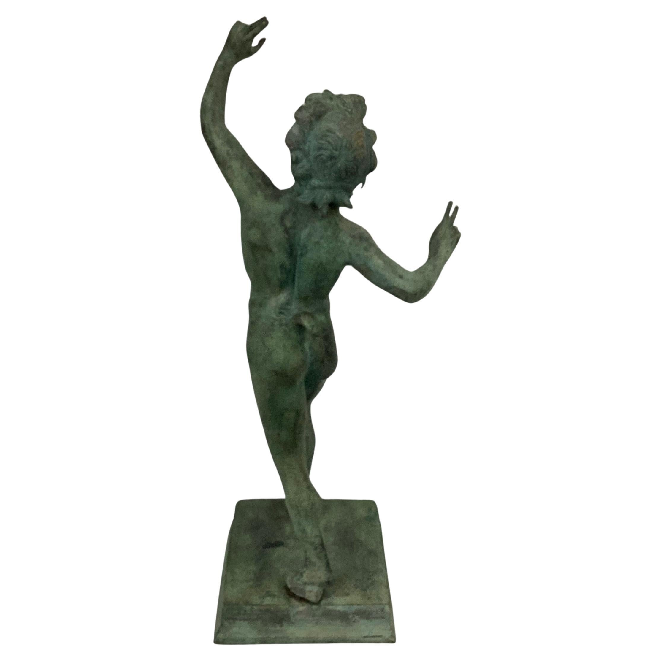 Italian Grand Tour Bronze Model Of Dancing Faun Of Pompeii In Good Condition For Sale In Bradenton, FL