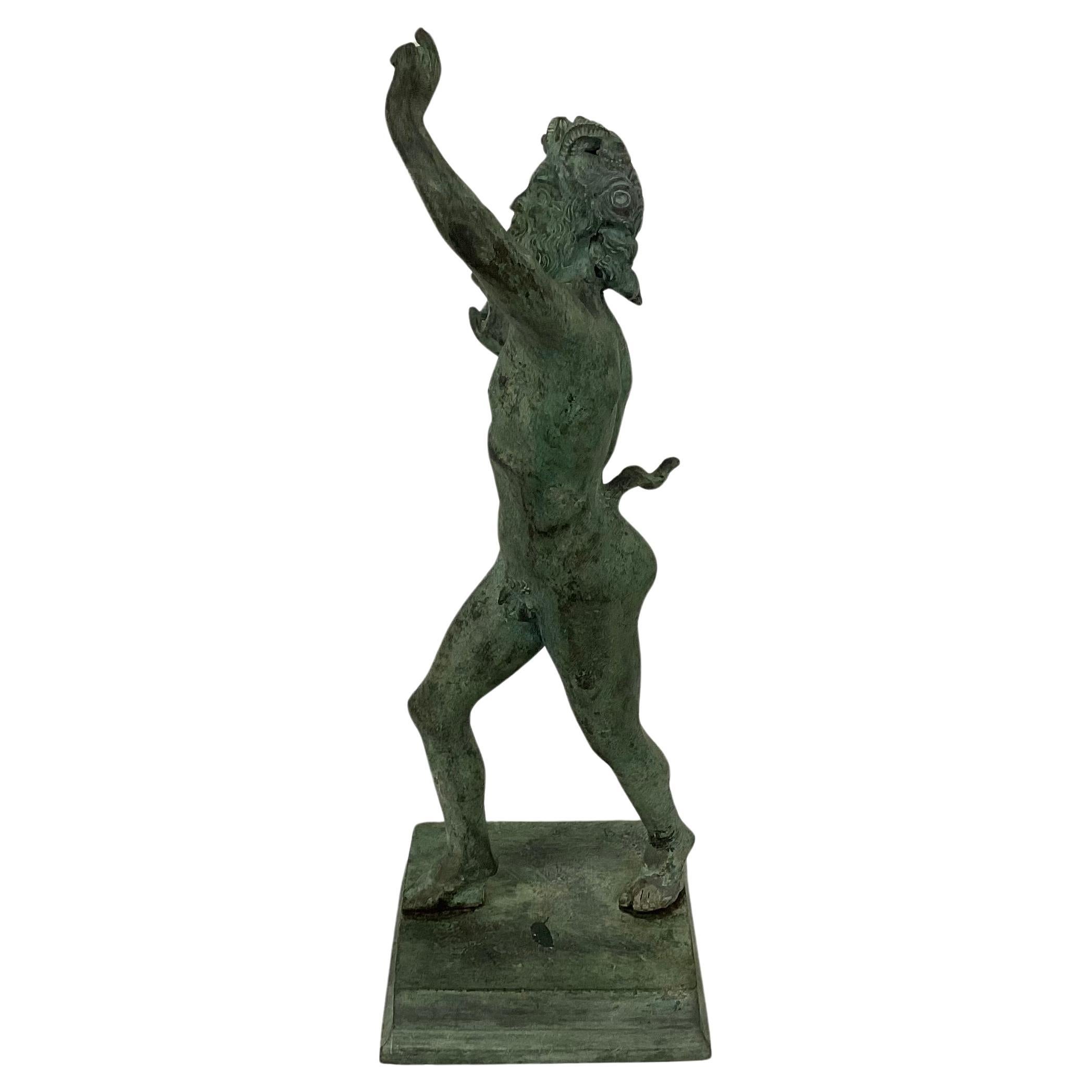 19th Century Italian Grand Tour Bronze Model Of Dancing Faun Of Pompeii For Sale