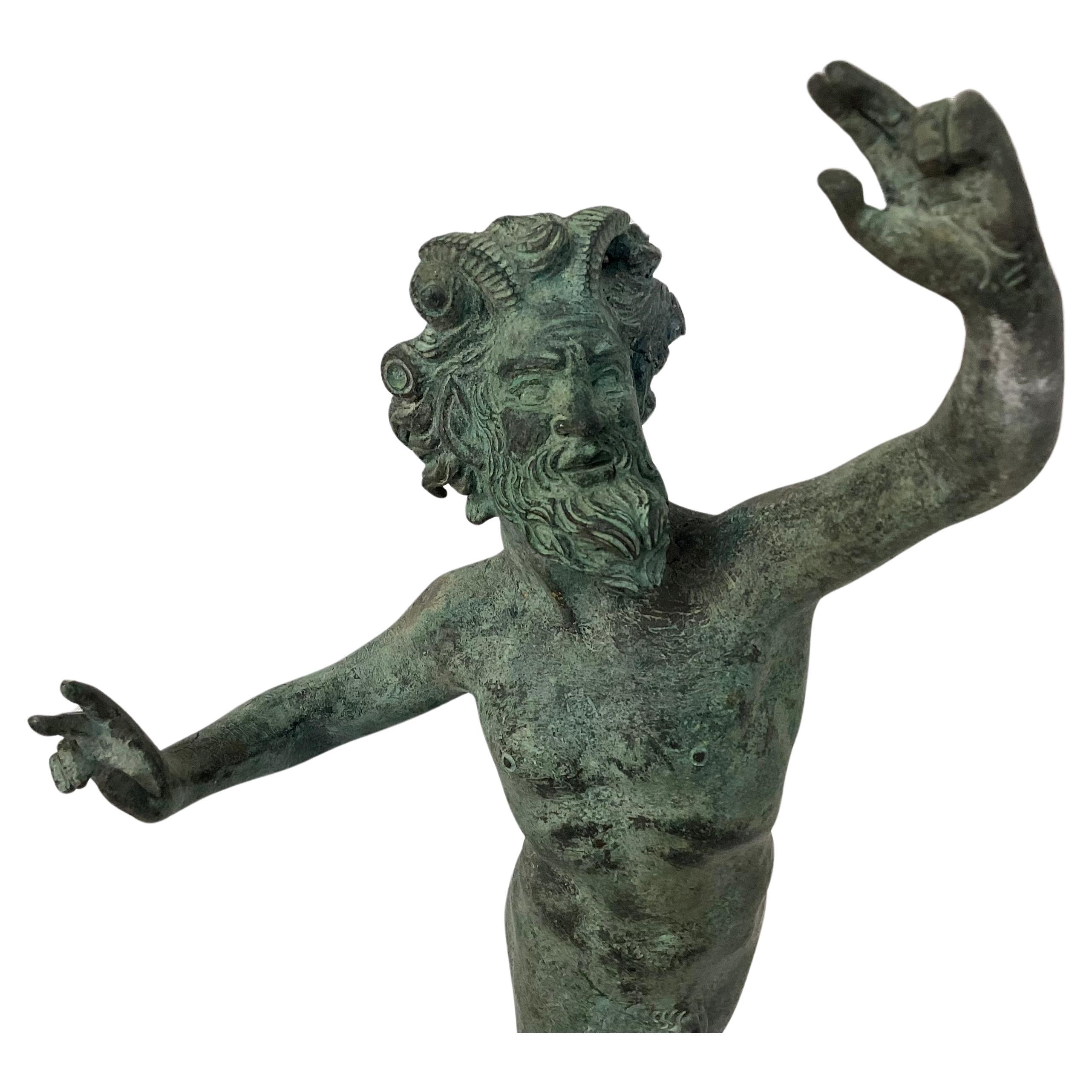 Italian Grand Tour Bronze Model Of Dancing Faun Of Pompeii For Sale 1
