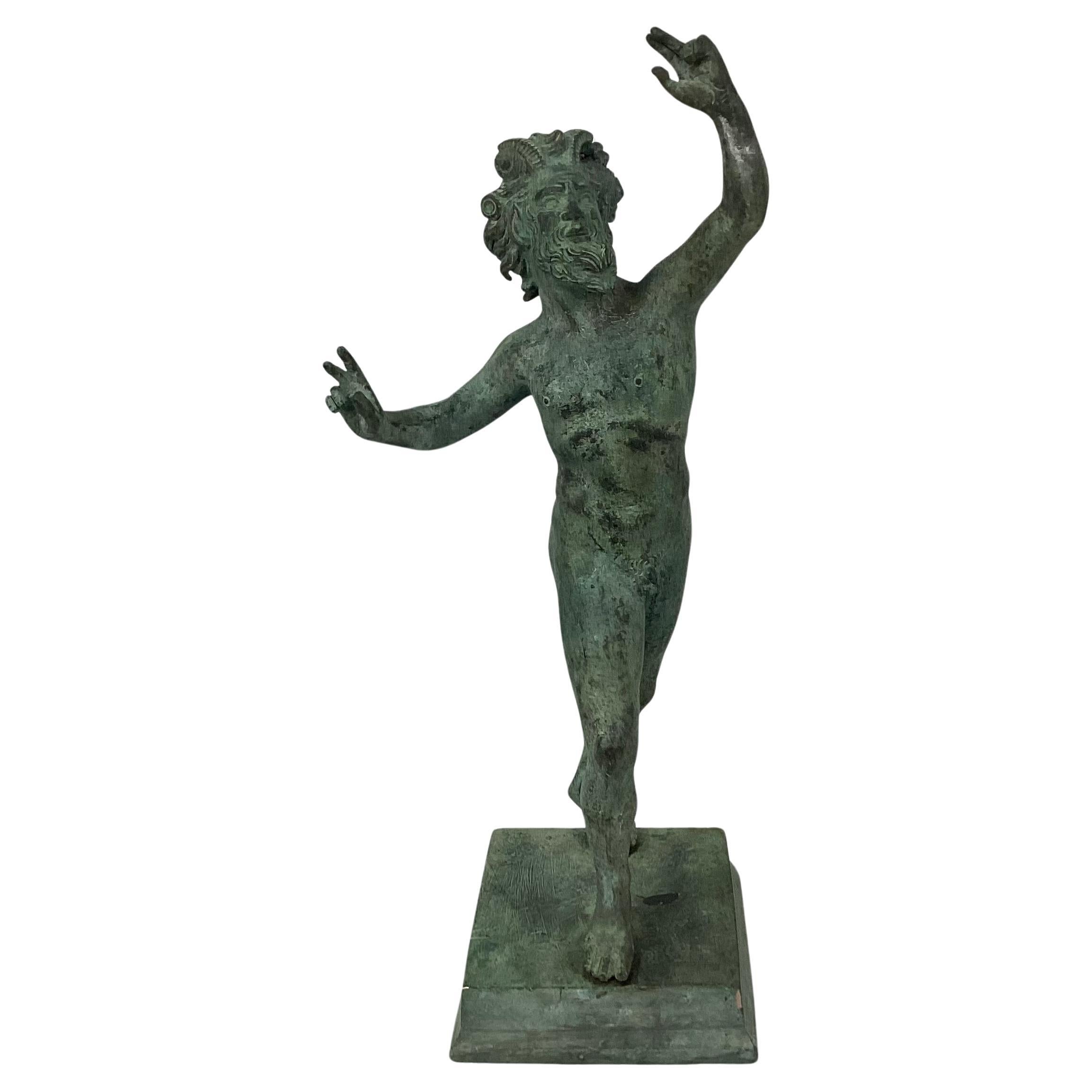 Italian Grand Tour Bronze Model Of Dancing Faun Of Pompeii For Sale