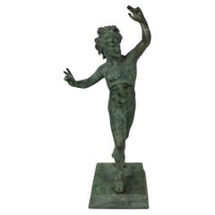 Antique Italian Grand Tour Bronze Model Of Dancing Faun Of Pompeii