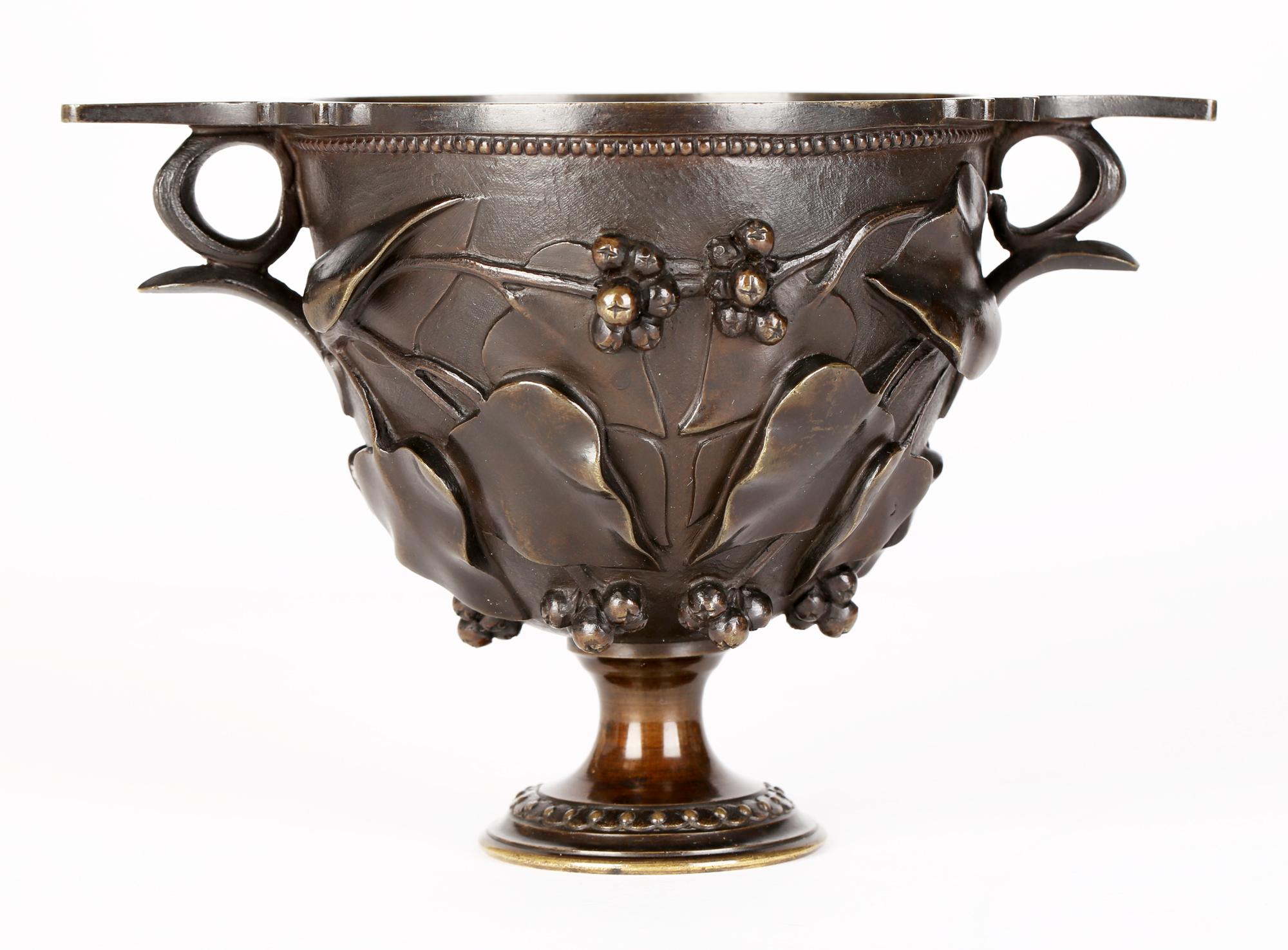 Italian Grand Tour Bronze Neo Classical Twin Handled Chalice with Fruiting Vines 3