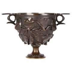 Italian Grand Tour Bronze Neo Classical Twin Handled Chalice with Fruiting Vines