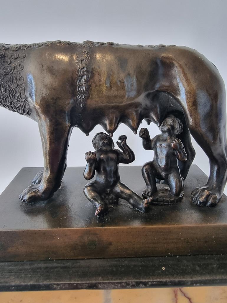 Italian Grand Tour bronze of wolf and Romulus & Remus, the 