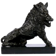 Italian Grand Tour Bronze Sculpture “Borghese Wild Boar” after the Antique