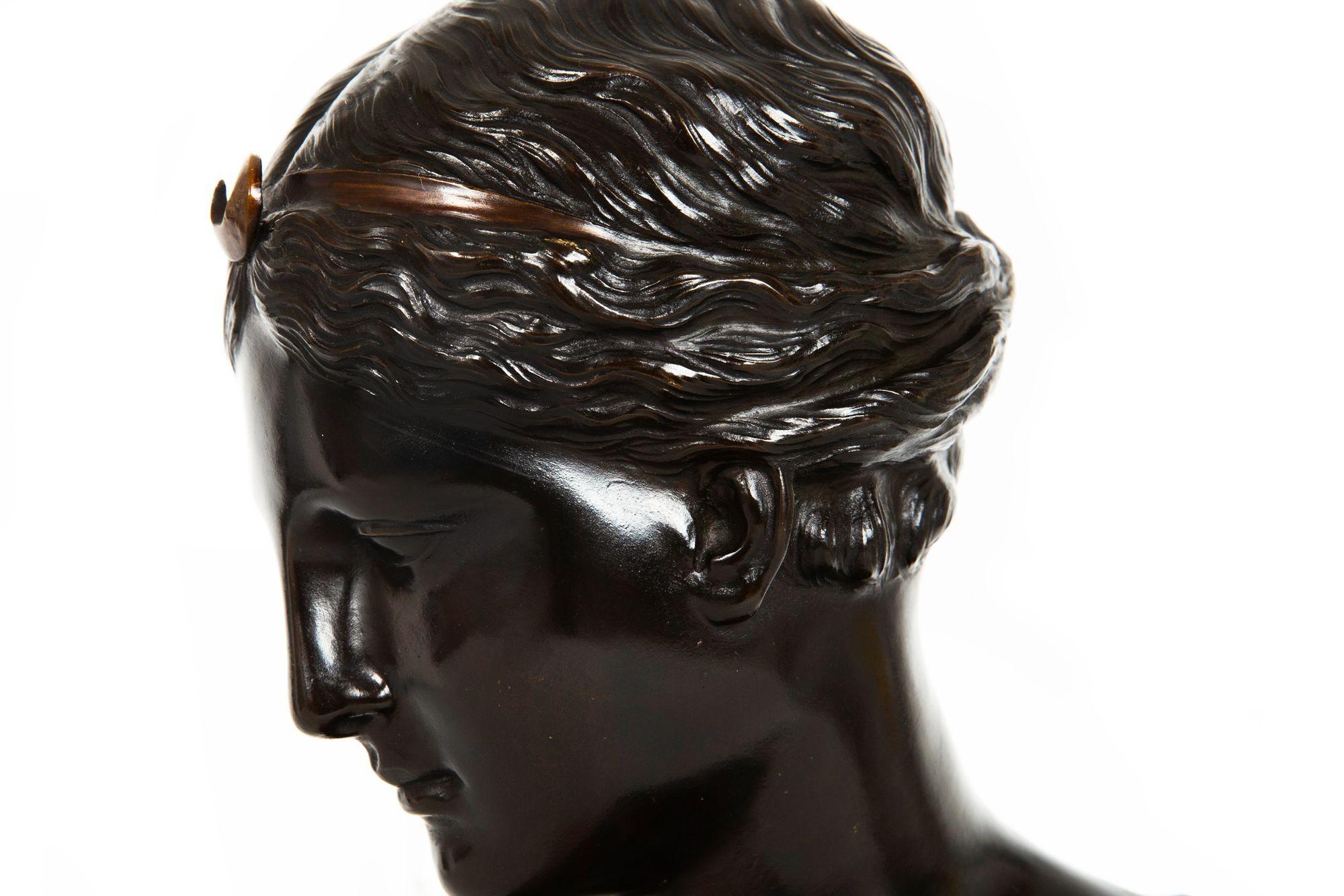 Italian Grand Tour Bronze Sculpture Bust of Diana by Del Nerro Foundry For Sale 9