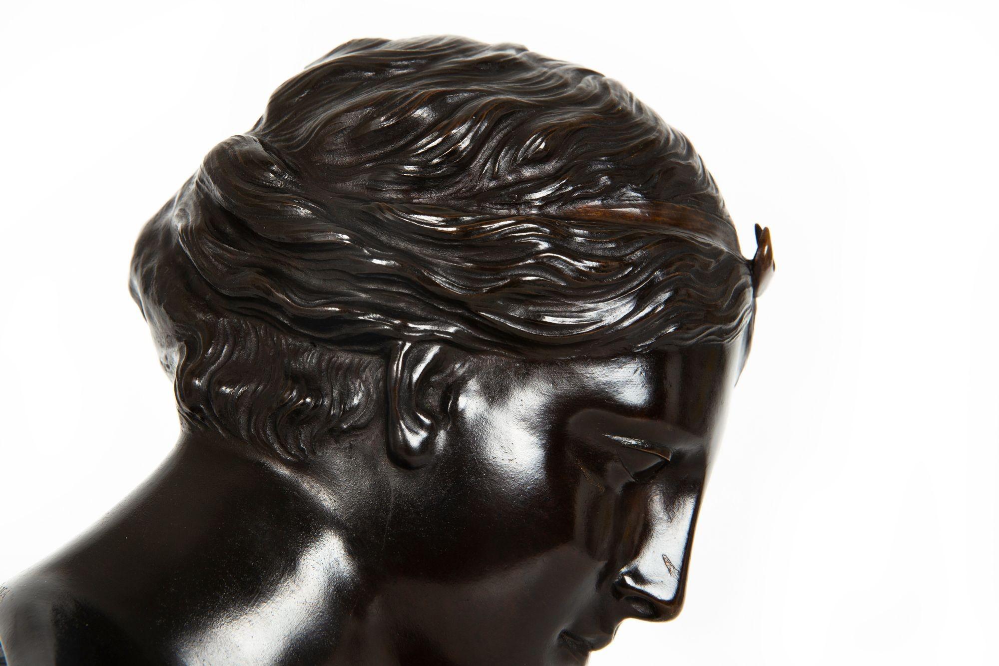 Italian Grand Tour Bronze Sculpture Bust of Diana by Del Nerro Foundry For Sale 11