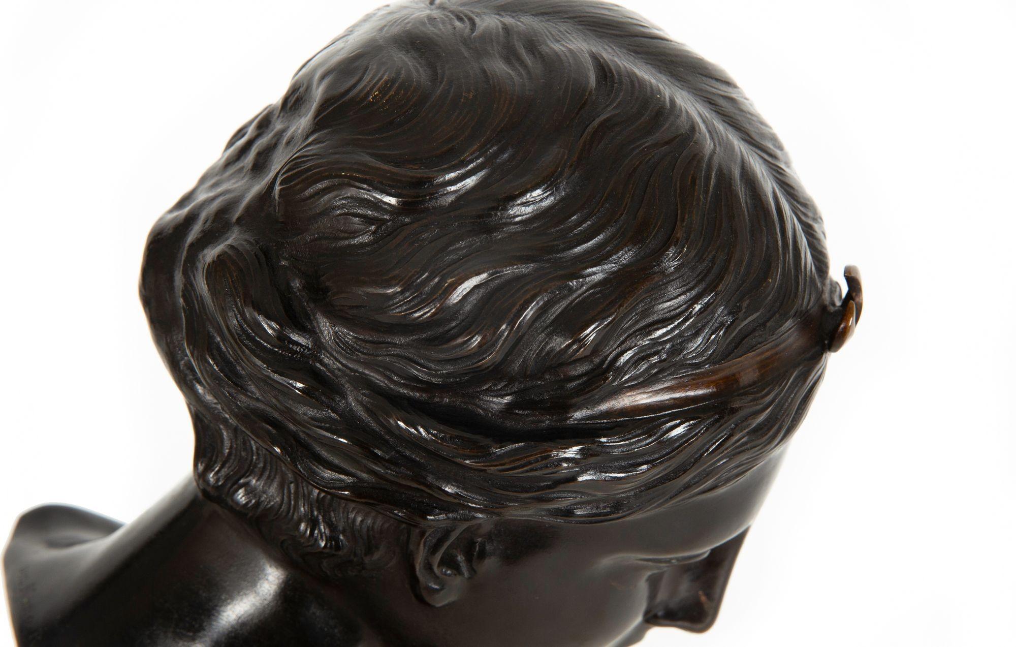 Italian Grand Tour Bronze Sculpture Bust of Diana by Del Nerro Foundry For Sale 14