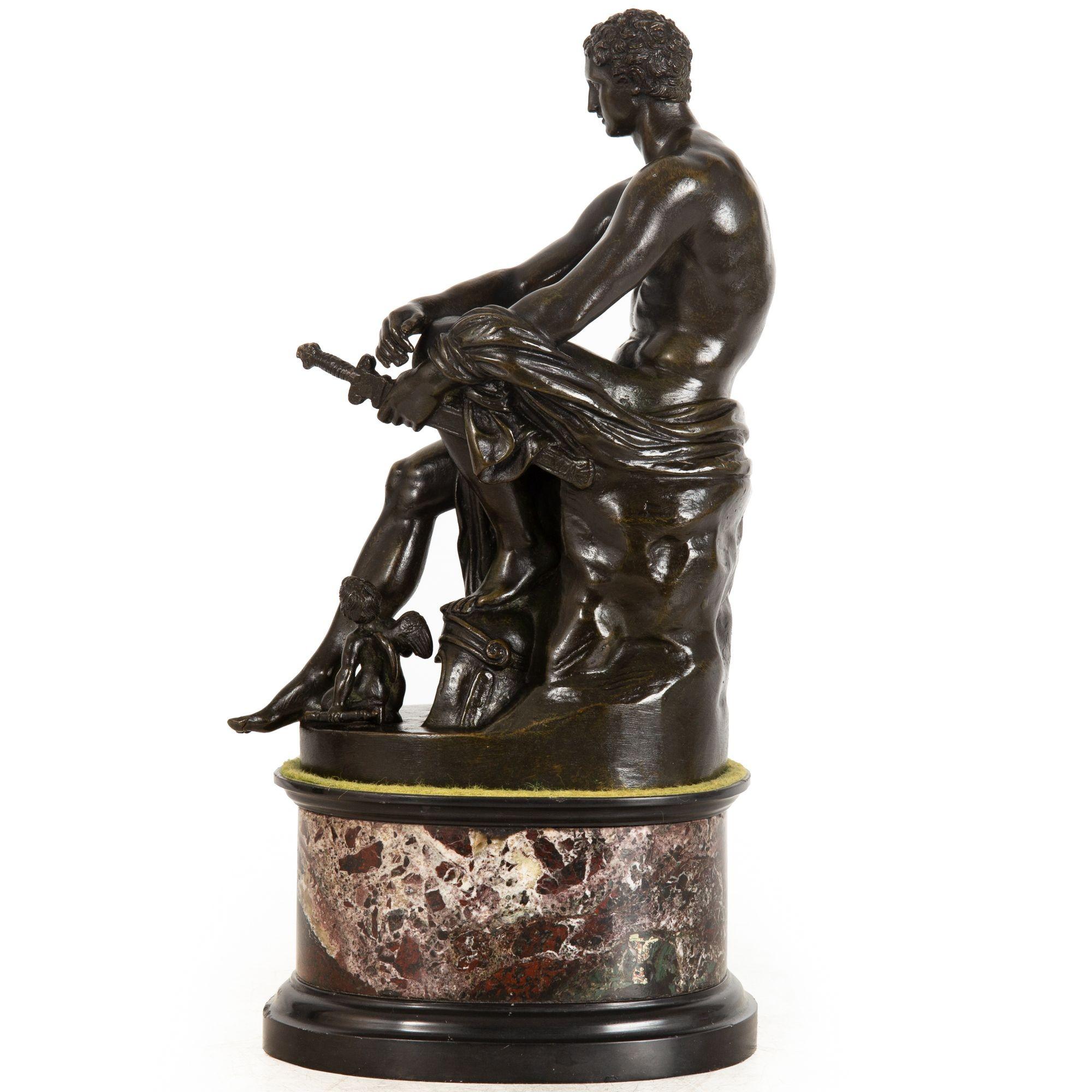 XIX secolo Italian Grand Tour Bronze Sculpture of Ludovisi Mars Ares after Antiquity in vendita