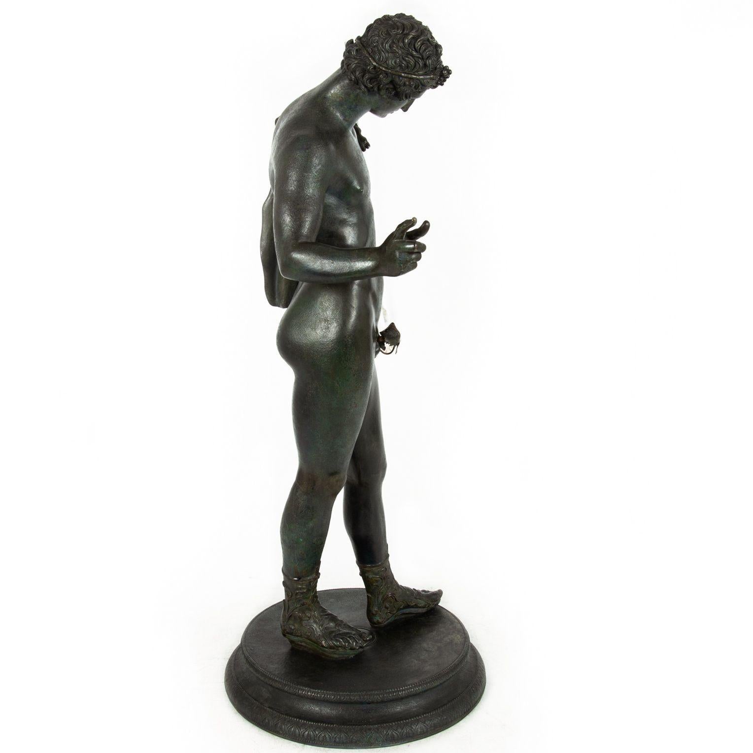 Italian Grand Tour Bronze Sculpture Statue “Narcissus” after Antiquity 16