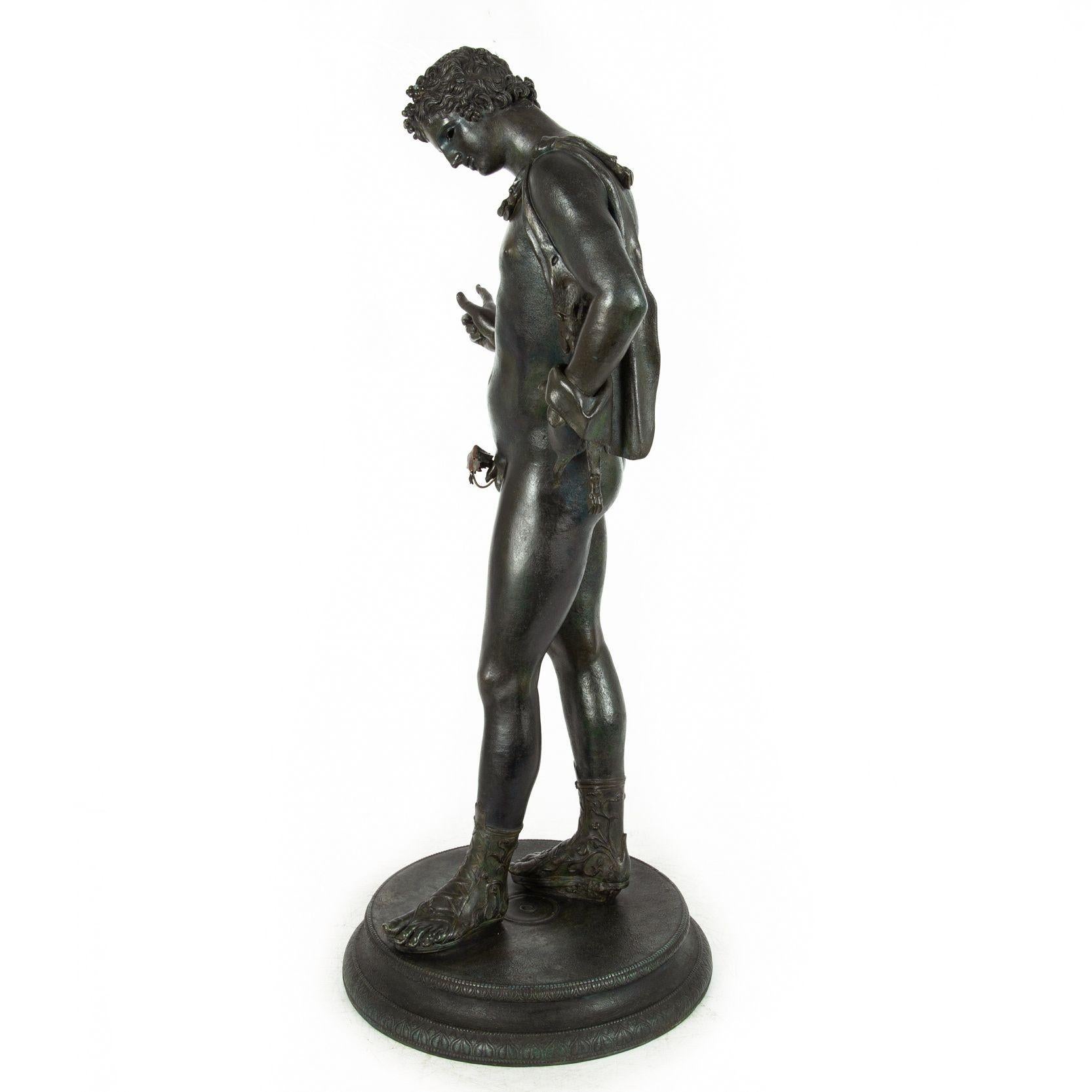Italian Grand Tour Bronze Sculpture Statue “Narcissus” after Antiquity 1