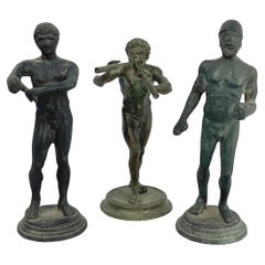 Italian Grand Tour Bronze Statues of Greco-Roman Males, Set of Three