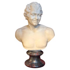 Buste de satyre en marbre de Carrare, issu du Grand Tour italien, XIXe siècle
