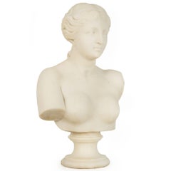 Italian Grand Tour Carved Alabaster Bust of Venus of Milo, 20th century