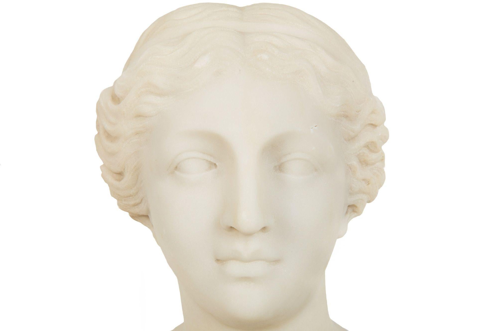Italian Grand Tour Carved Alabaster Bust of Venus of Milo, 20th century For Sale 4