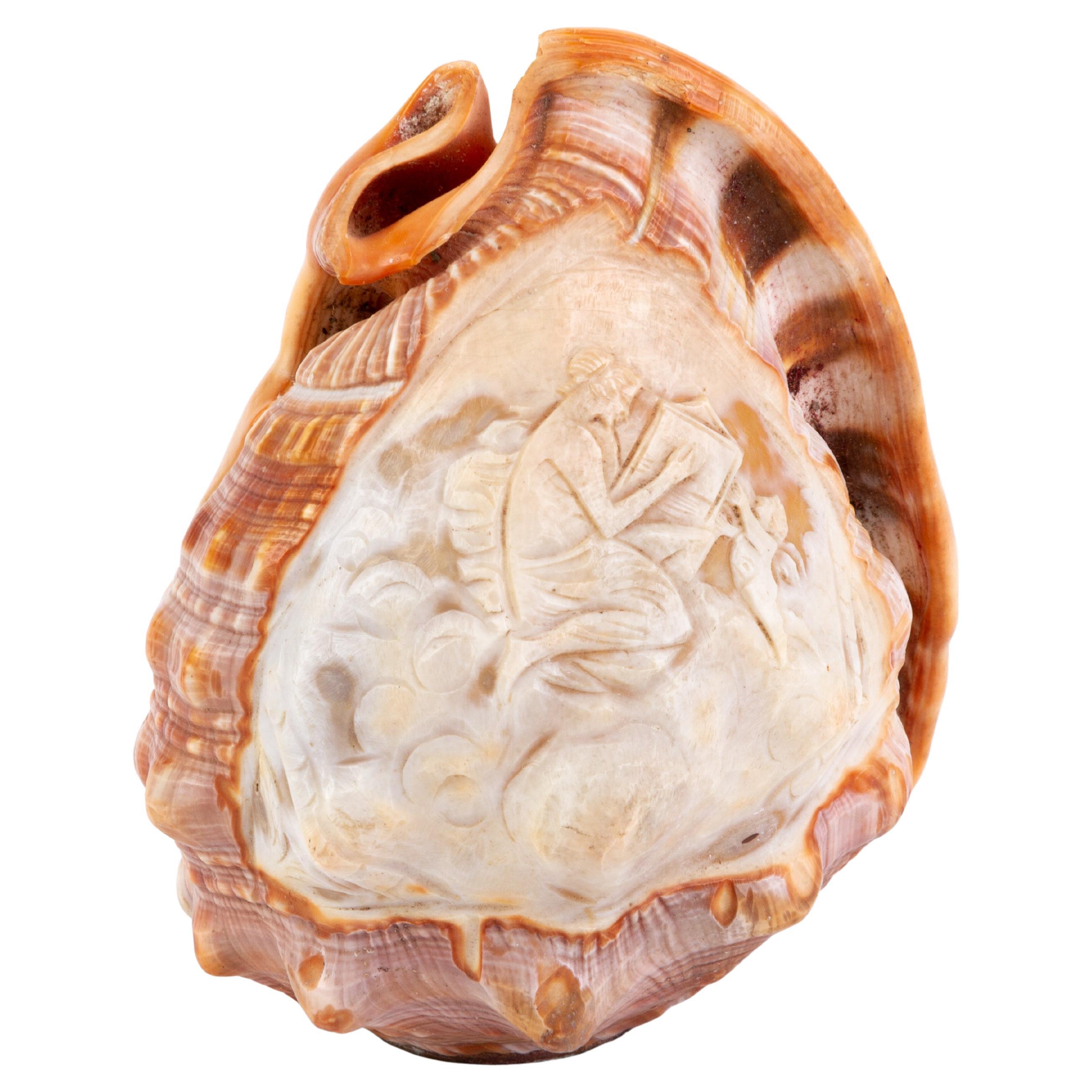 Italian Grand Tour Carved Conch Shell Cameo Lamp 19th Century 