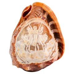 Italian Grand Tour Carved Conch Shell Cameo Lamp 19th Century 