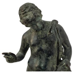 Italian Grand Tour Classical Verdigris Bronze Sculpture of Narcissus