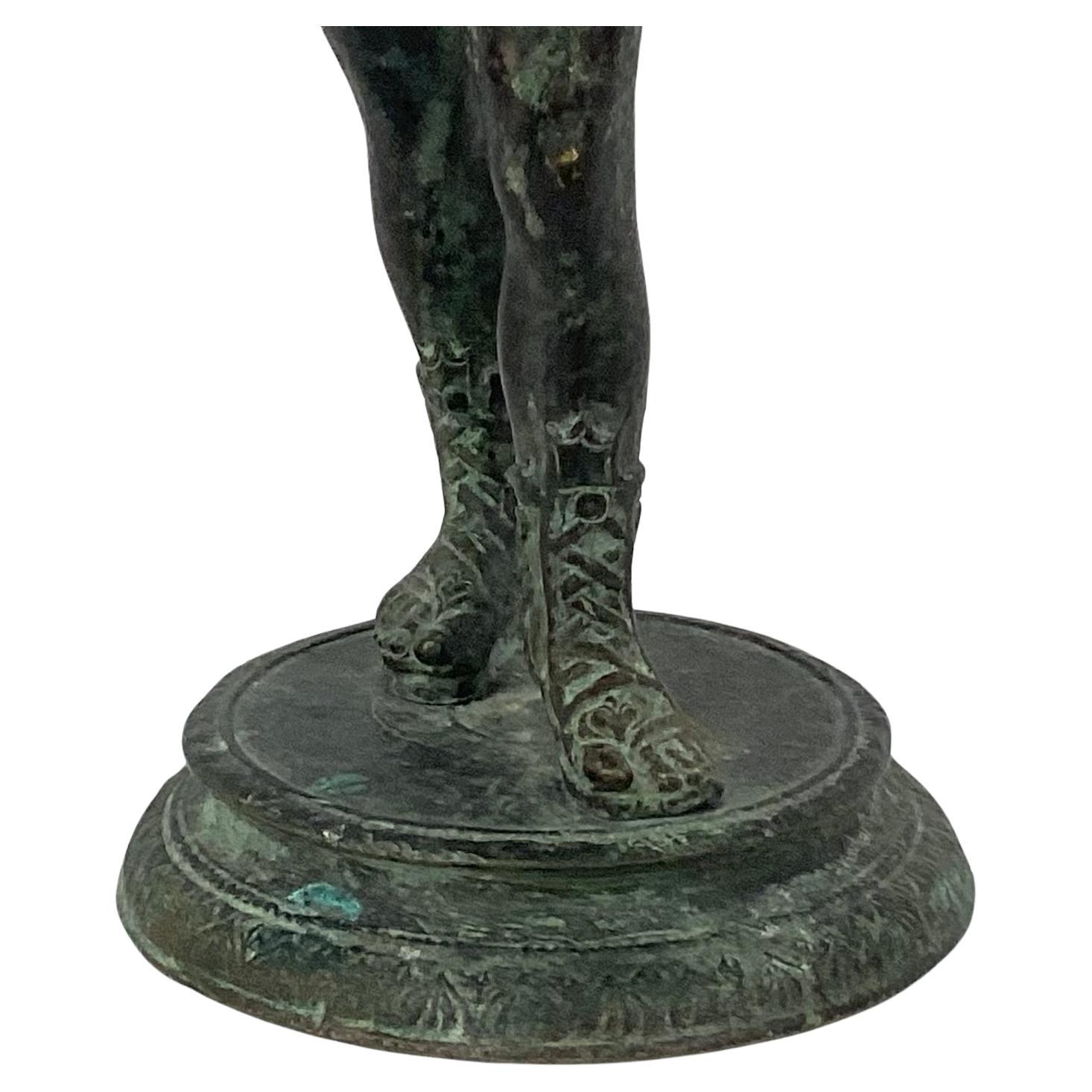Italian Grand Tour Classical Verdigris Bronze Sculpture of Narcissus In Good Condition For Sale In Bradenton, FL