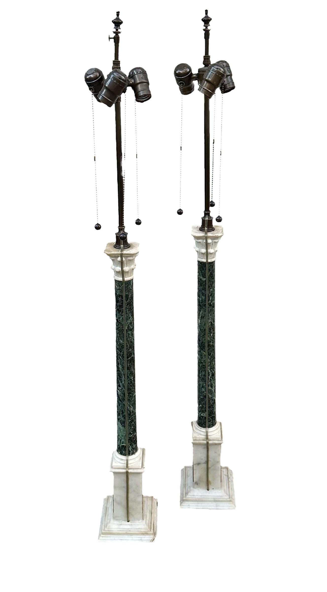 Italian Grand Tour Columns As Lamps  In Good Condition For Sale In Tampa, FL