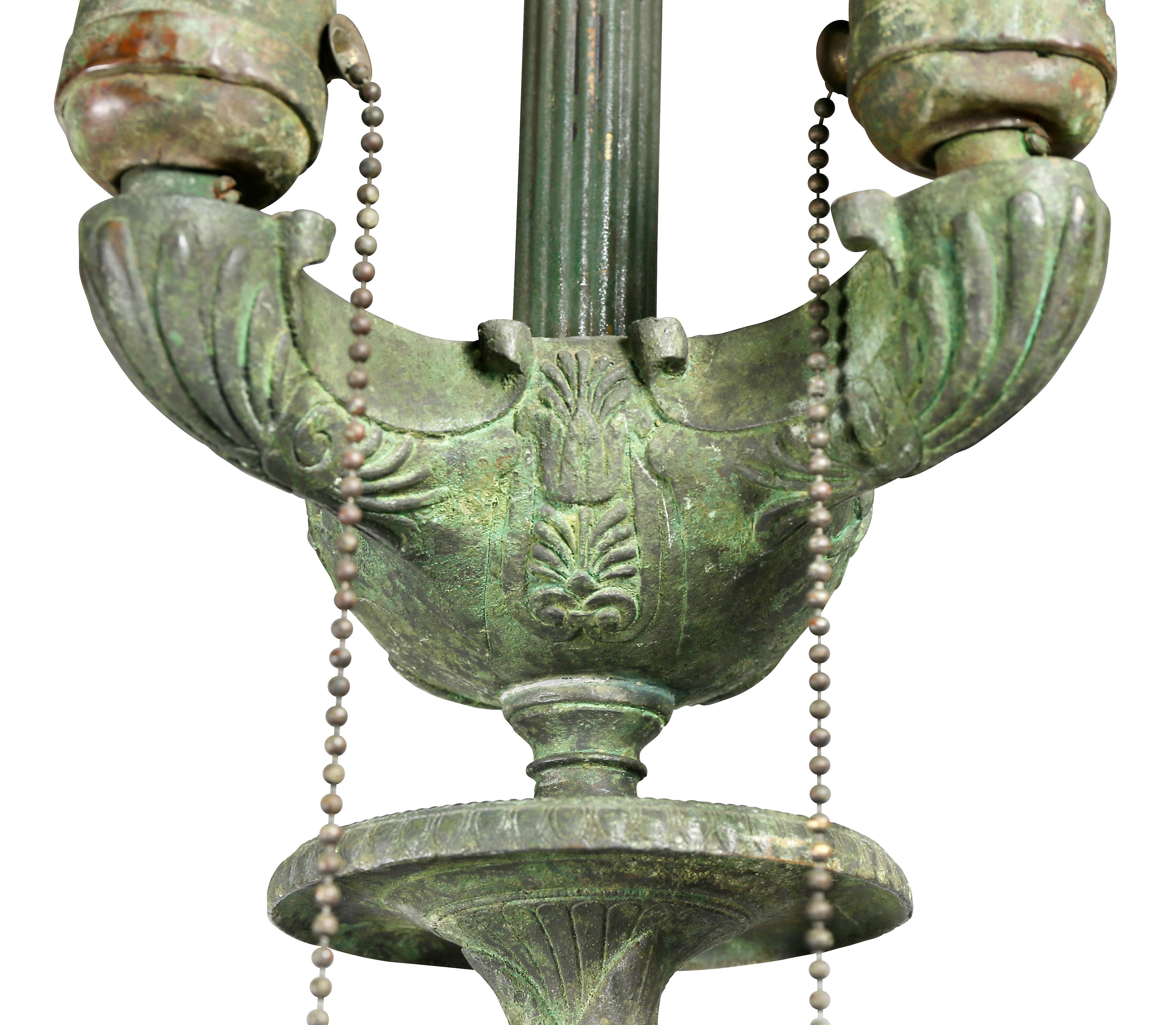 Italian Grand Tour Etruscan Revival Bronze Floor Lamp In Good Condition In Essex, MA