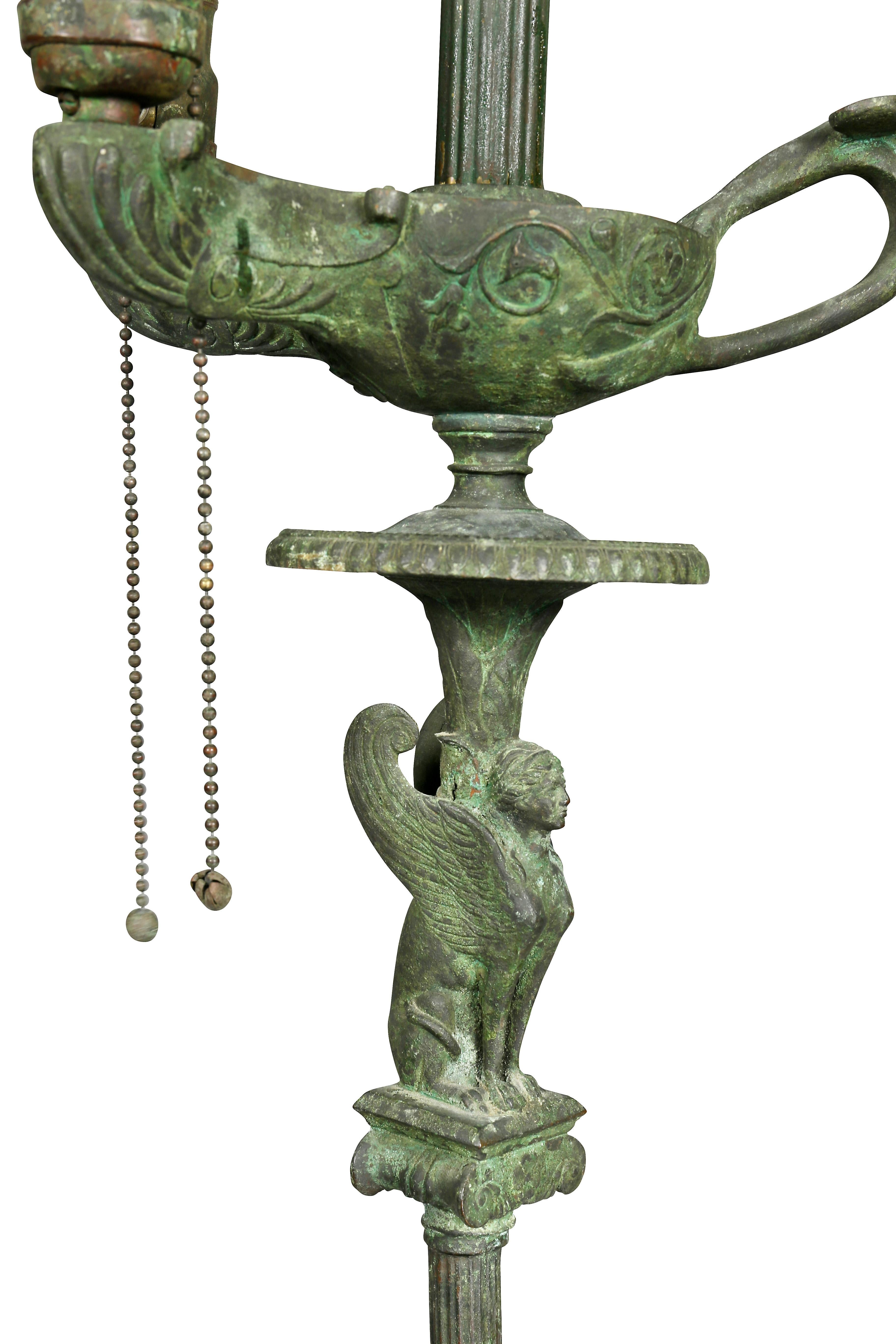 18th Century and Earlier Italian Grand Tour Etruscan Revival Bronze Floor Lamp
