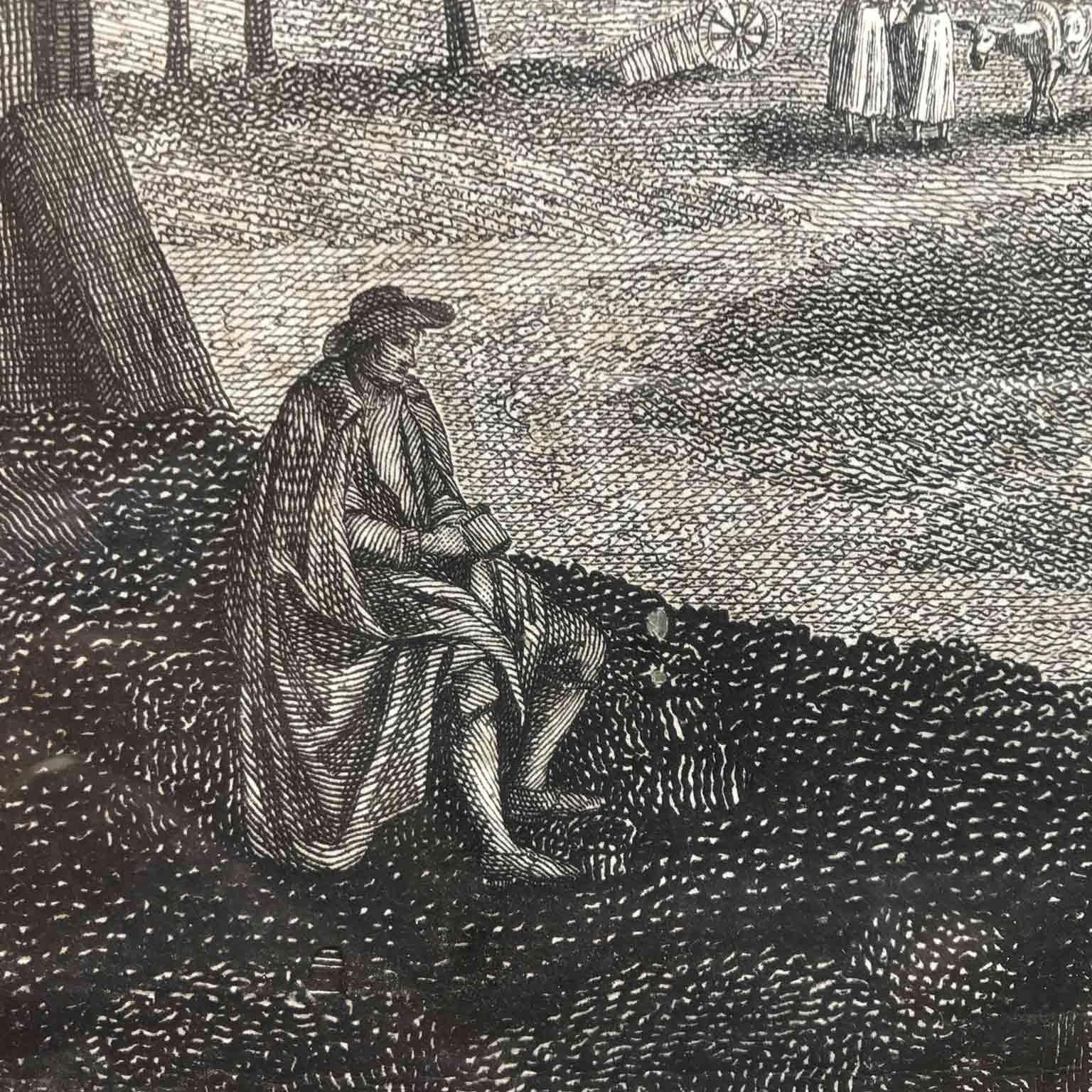 Etched Italian Grand Tour Forum Romanum Campo Vaccino Etching by François Morel 1796