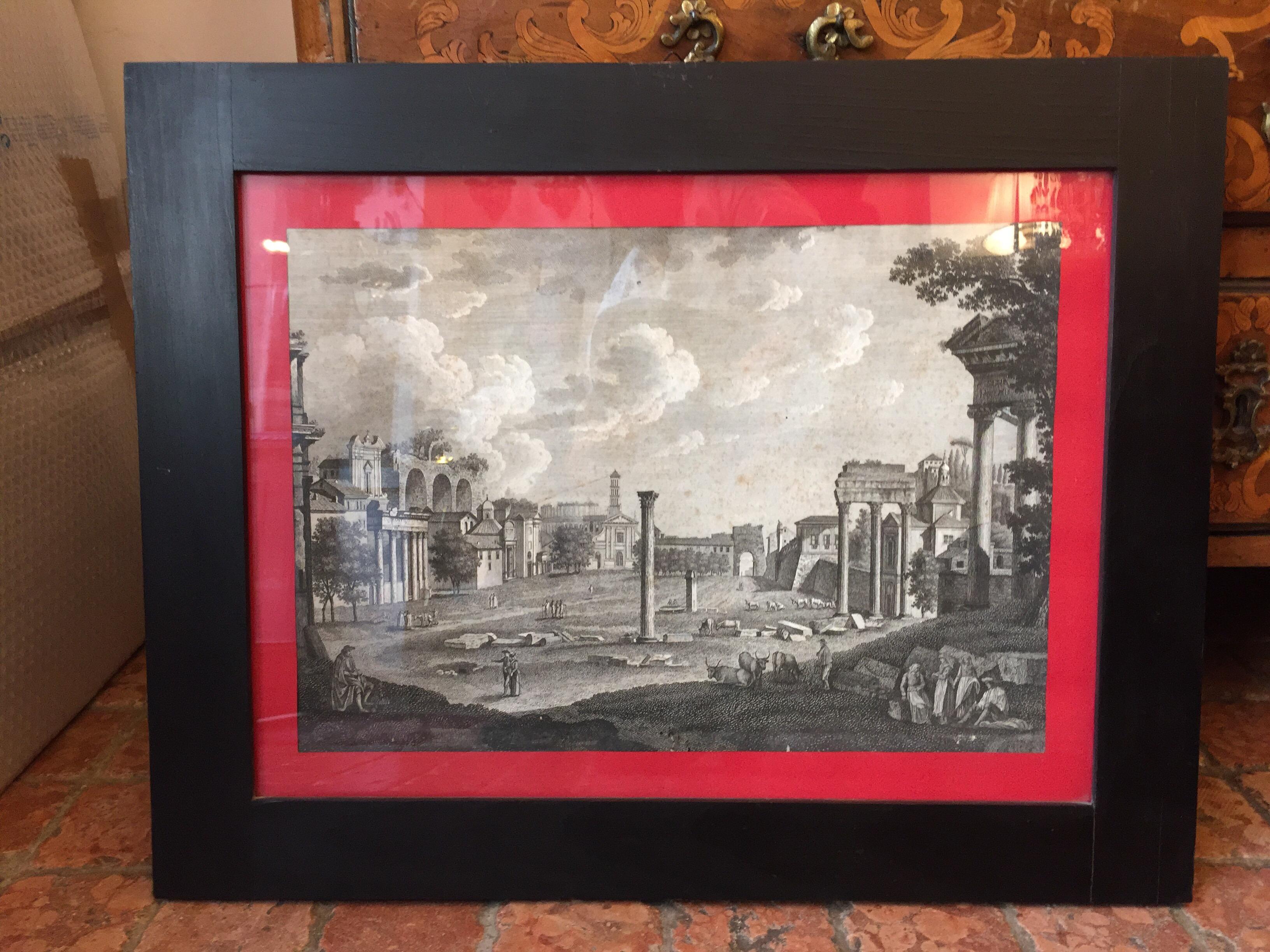 18th Century Italian Grand Tour Forum Romanum Campo Vaccino Etching by François Morel 1796