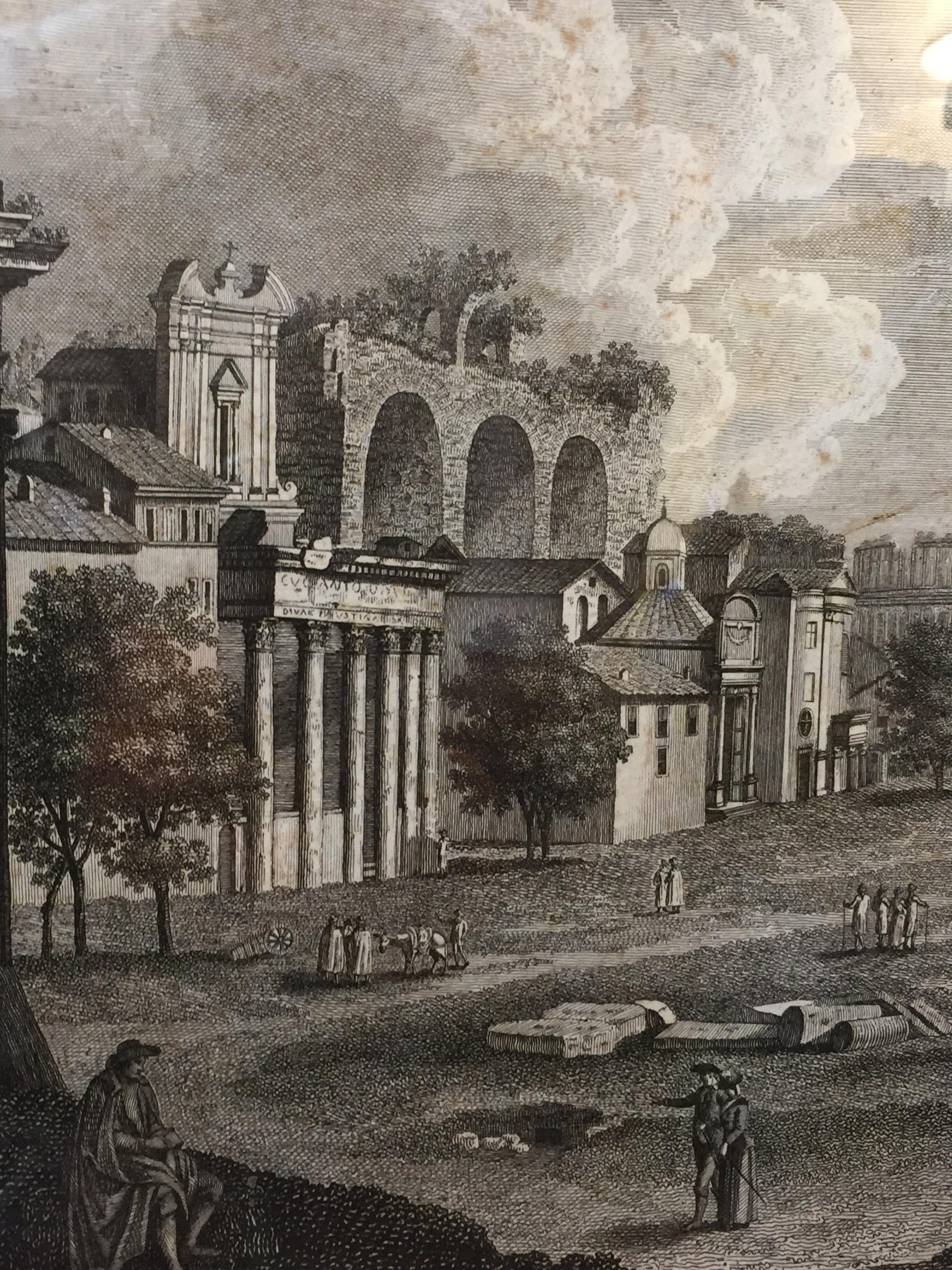 Italian Grand Tour Forum Romanum Campo Vaccino Etching by François Morel 1796  3