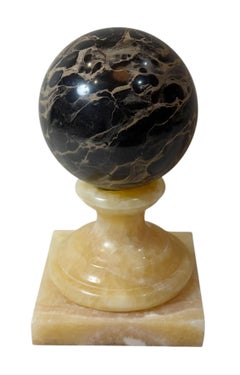 Italian Grand Tour Marble And Alabaster Sculpture Ball On Stand