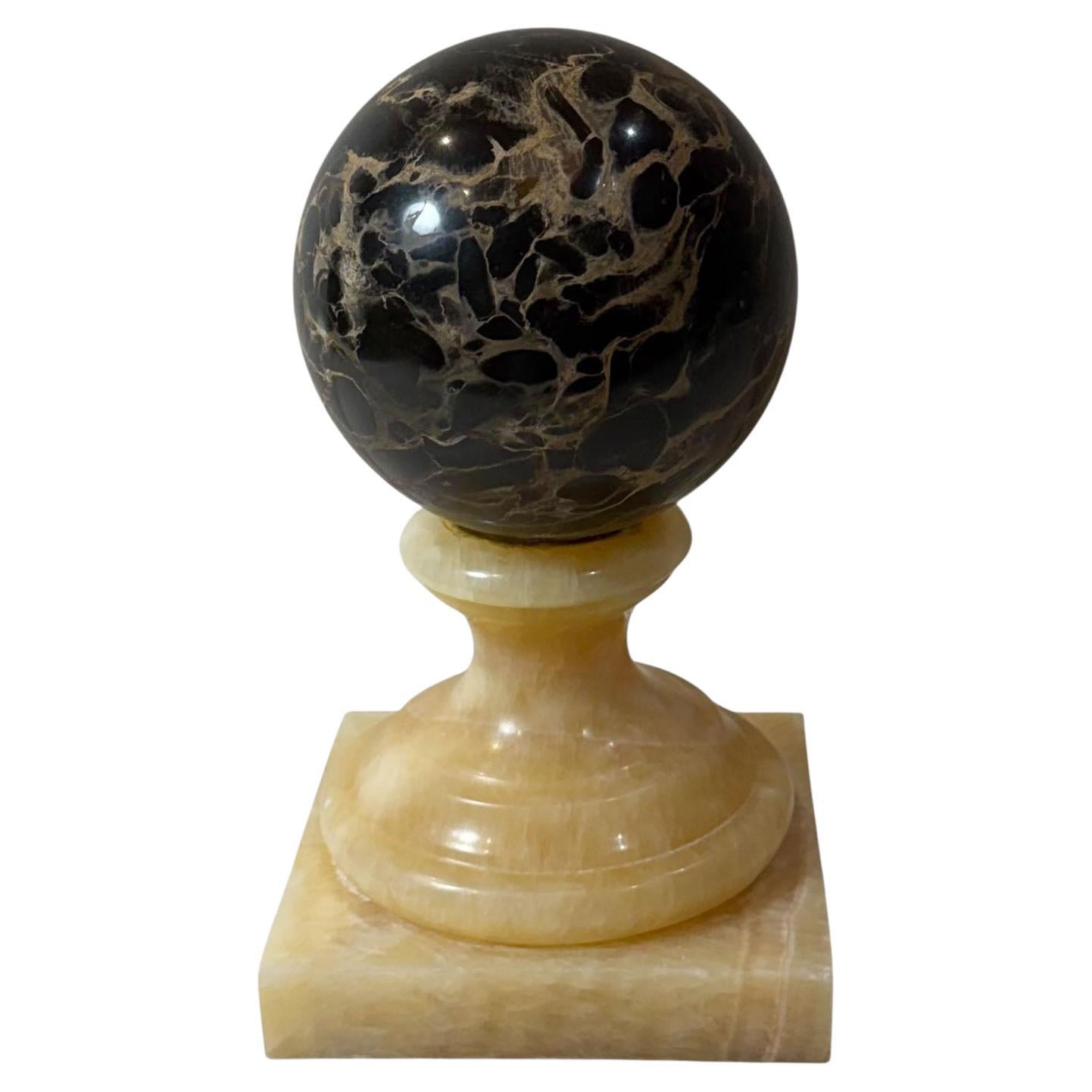 Italian Grand Tour Marble And Alabaster Sculpture Ball On Stand