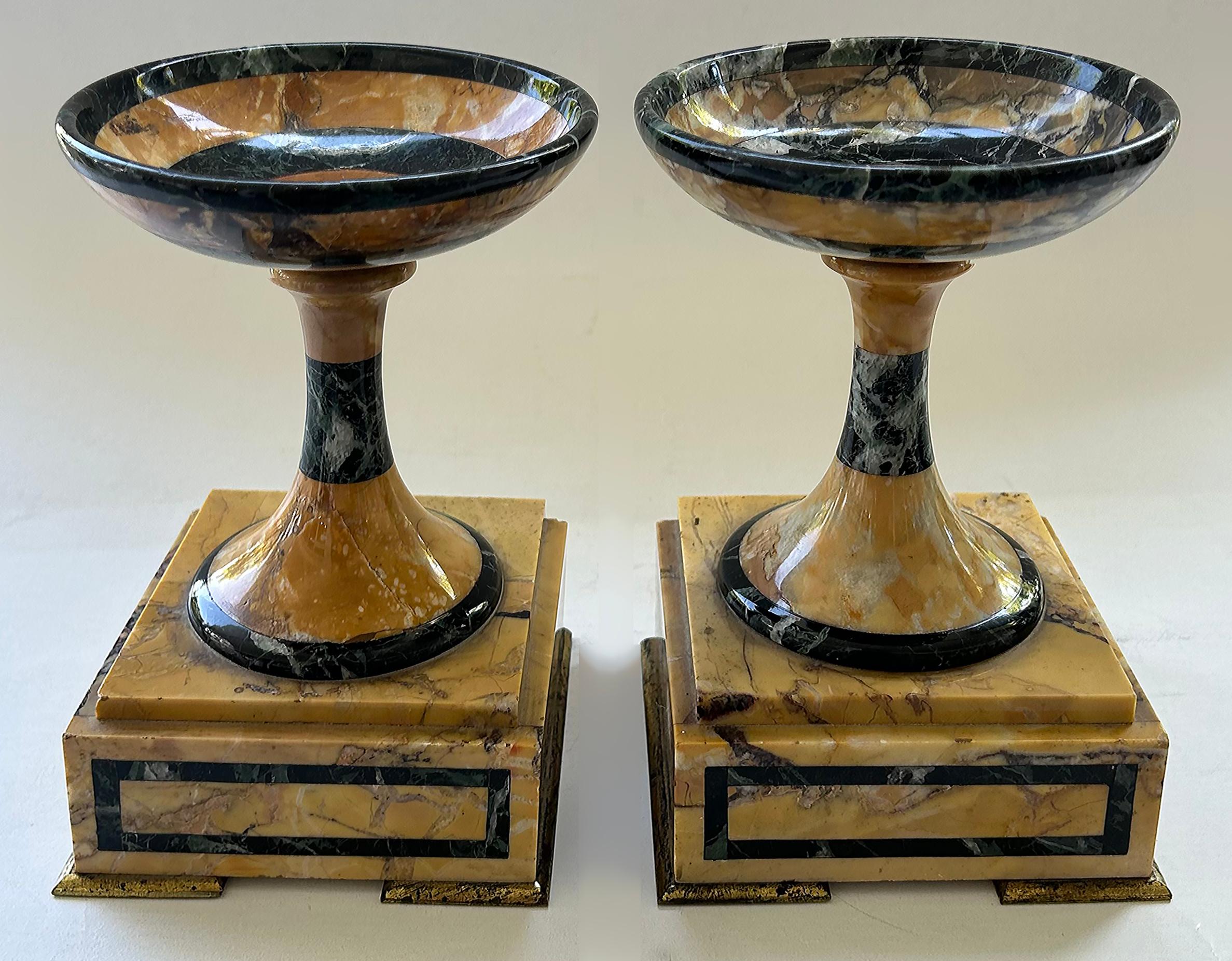 Italian Grand Tour Marble and Gilt Bronze Garniture Tazzas, a Pair For Sale 6