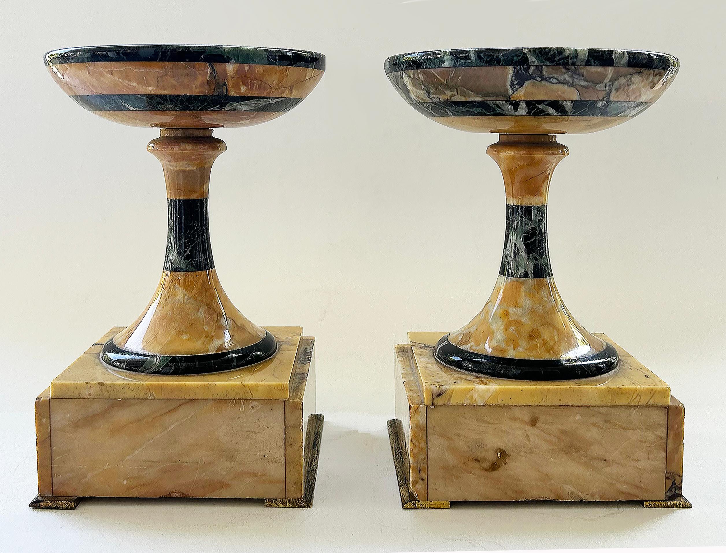 Italian Grand Tour Marble and Gilt Bronze Garniture Tazzas, a Pair For Sale 3