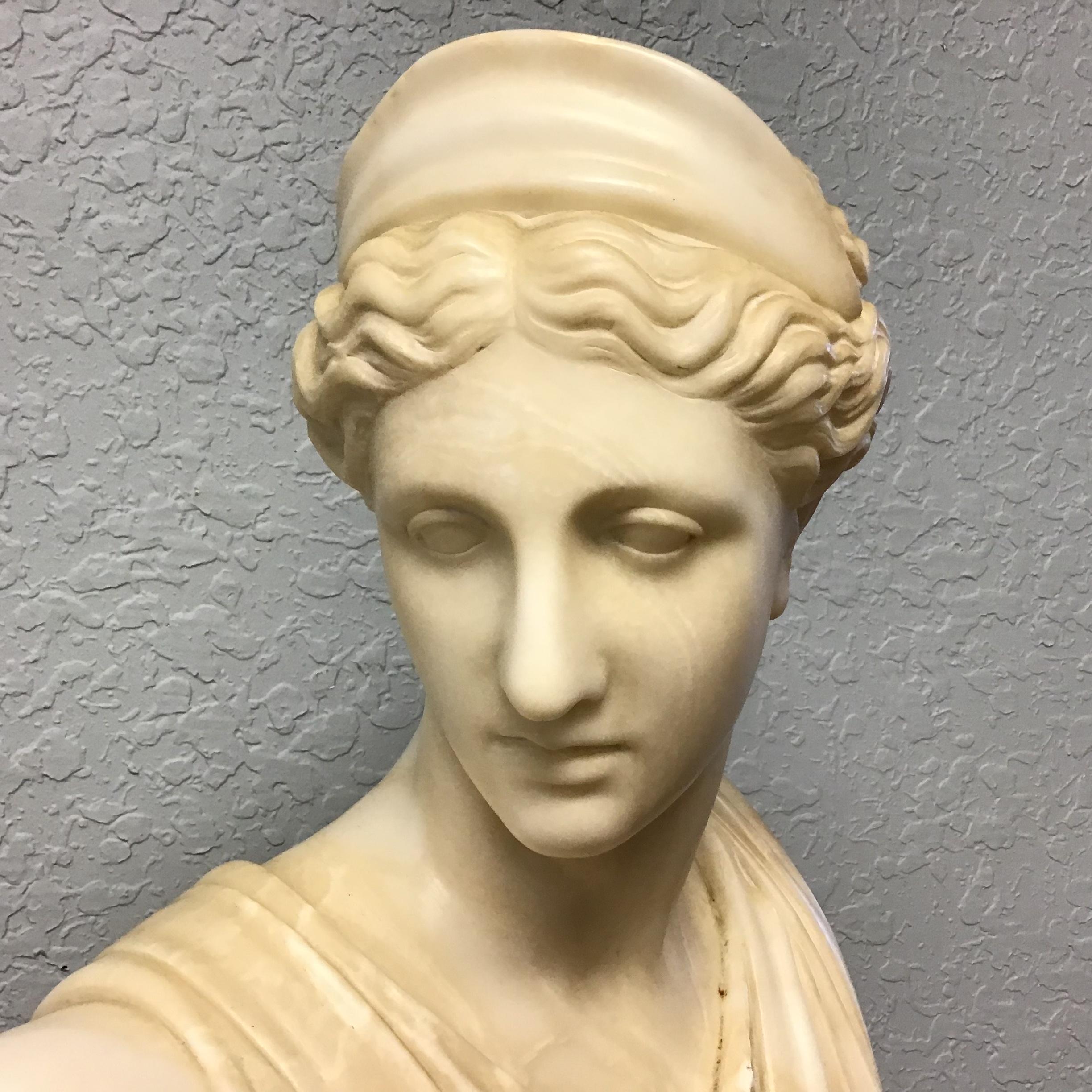 Italian Grand Tour Marble Bust Diana In Good Condition In Bradenton, FL