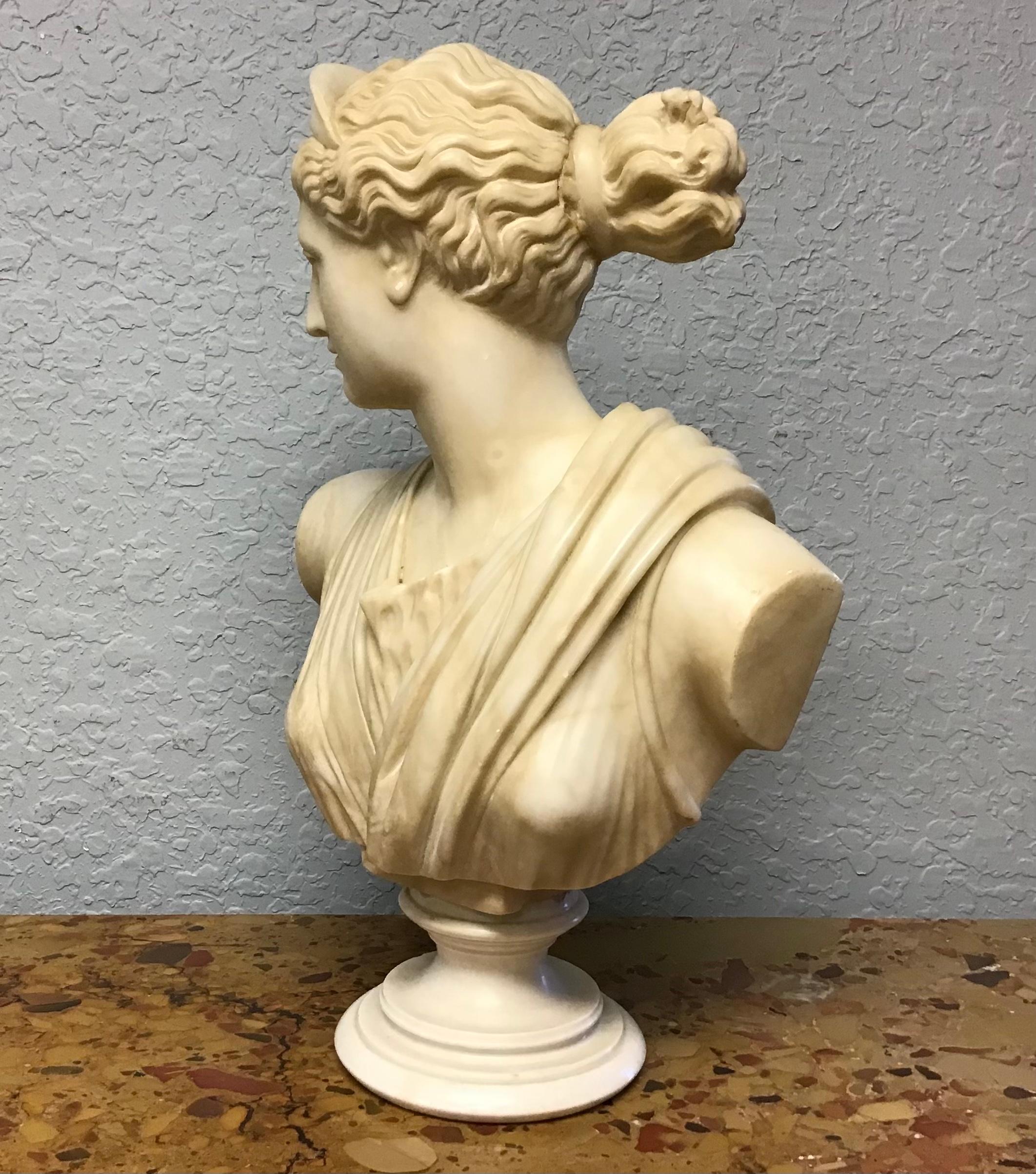 19th Century Italian Grand Tour Marble Bust Diana