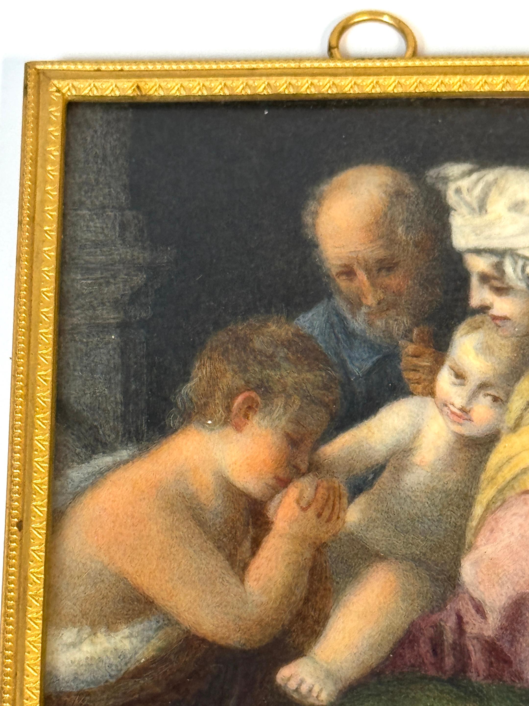 Italienische Grand Tour Miniatur der Heiligen Familie, signiert R. Tomassi, Rom, 19. im Zustand „Gut“ im Angebot in West Palm Beach, FL