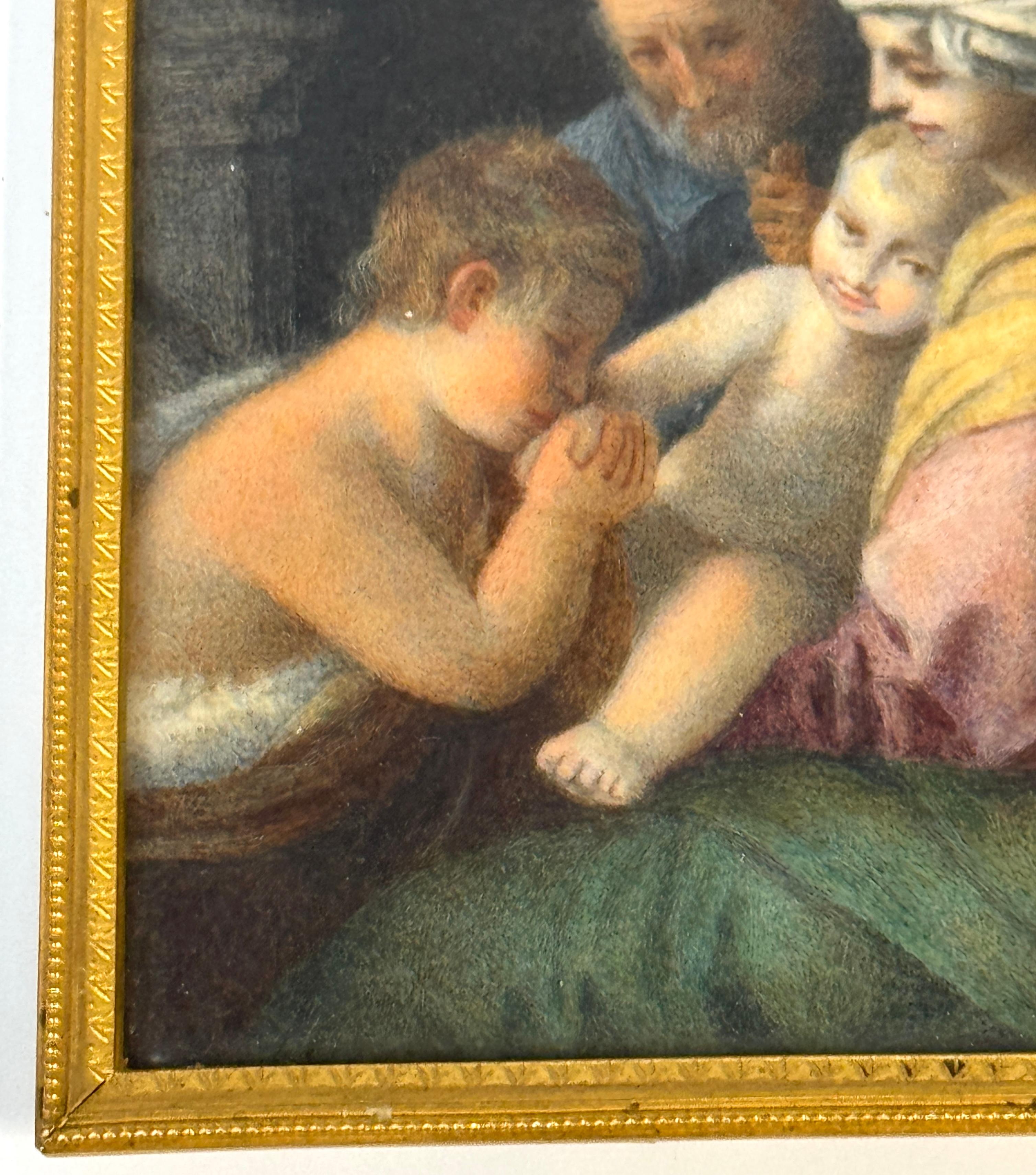 Italienische Grand Tour Miniatur der Heiligen Familie, signiert R. Tomassi, Rom, 19. (19. Jahrhundert) im Angebot