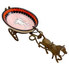 Plato de baratijas de porcelana ormolu de gran viaje italiano tirado por caballos