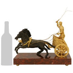 Italian Grand Tour Period Bronze, Ormolu and Marble Gladiator statue