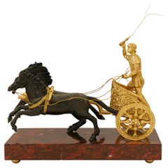 Italian Grand Tour Period Bronze, Ormolu and Marble Gladiator statue