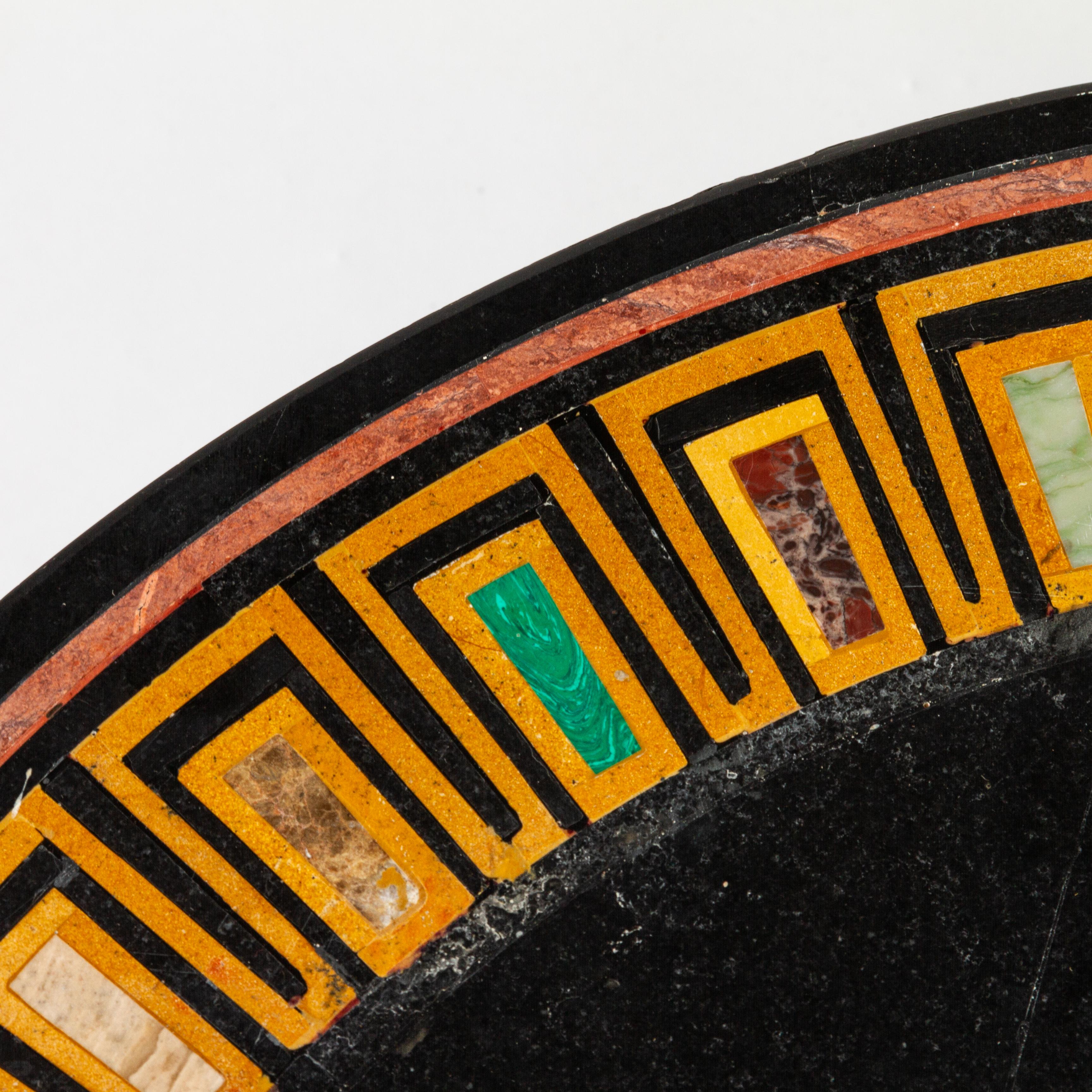 Inlay Italian Grand Tour Pietra Dura Inlaid Marble Bird Fountain Tabletop 19th C For Sale