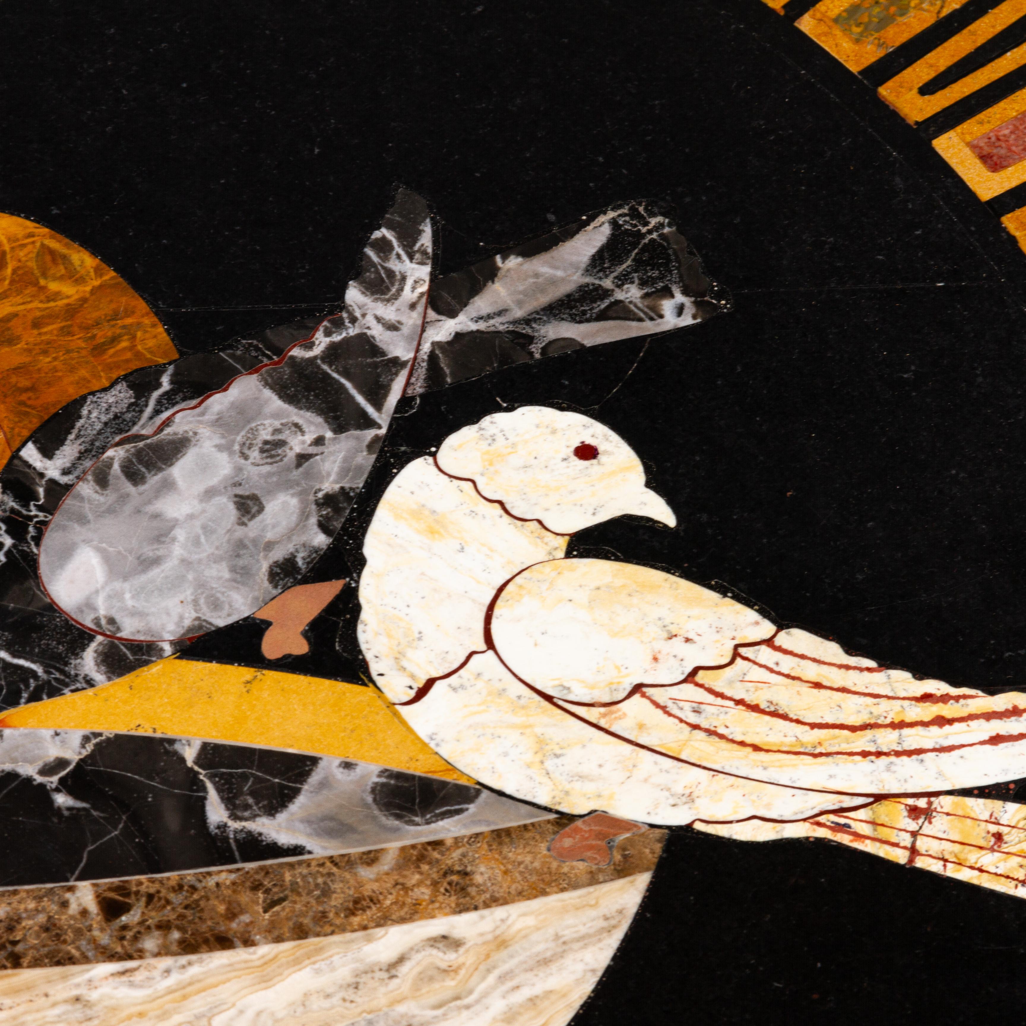 Italian Grand Tour Pietra Dura Inlaid Marble Bird Fountain Tabletop 19th C In Good Condition For Sale In Nottingham, GB