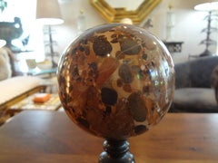 Italian Grand Tour Sculpture, Jasper Sphere on Marble Base