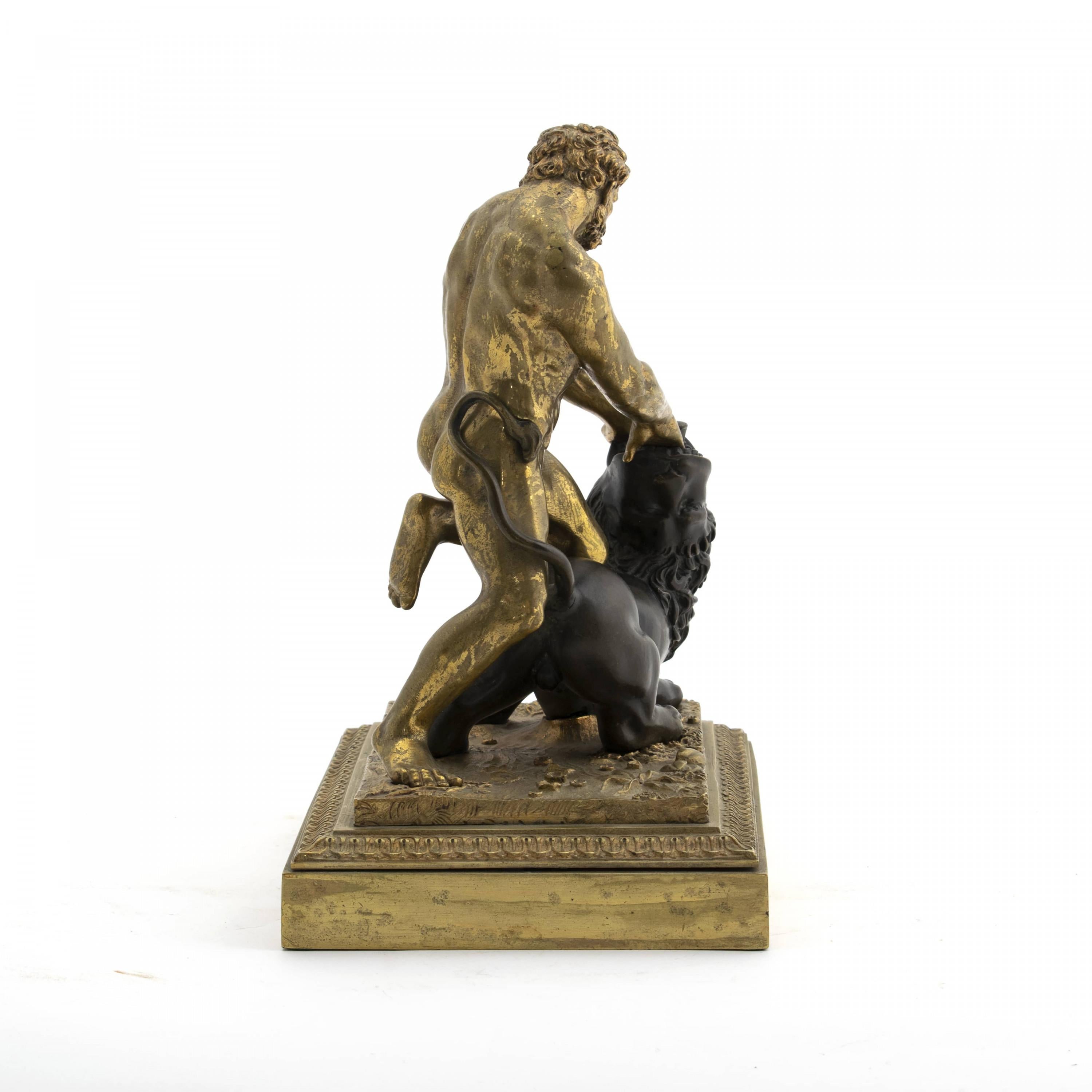 Gilt Italian Grand Tour Sculpture of Hercules and the Nemean Lion