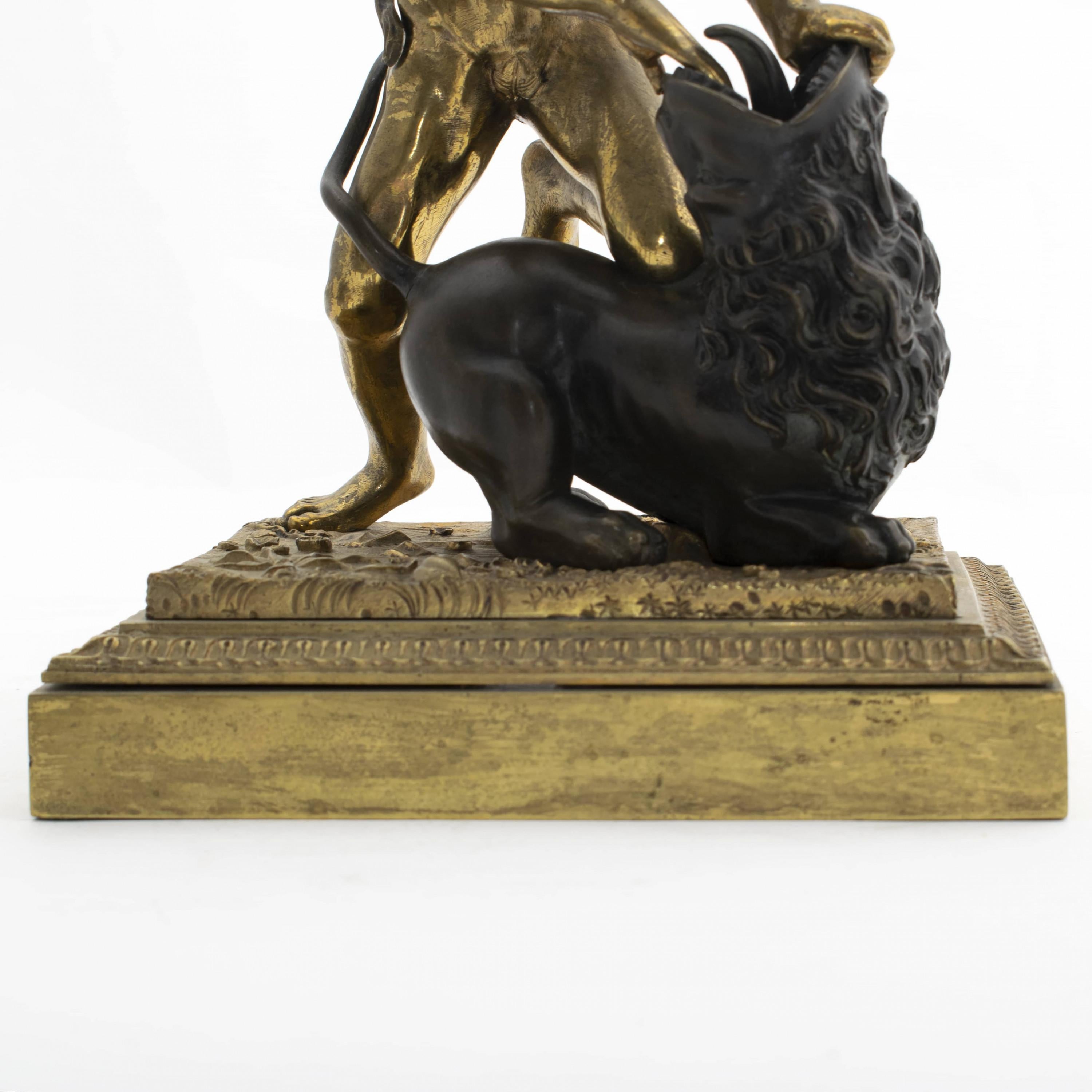 Bronze Italian Grand Tour Sculpture of Hercules and the Nemean Lion