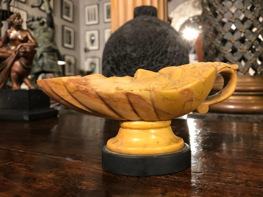 Hand-Carved Italian Grand Tour Siena Marble Oil Lamp
